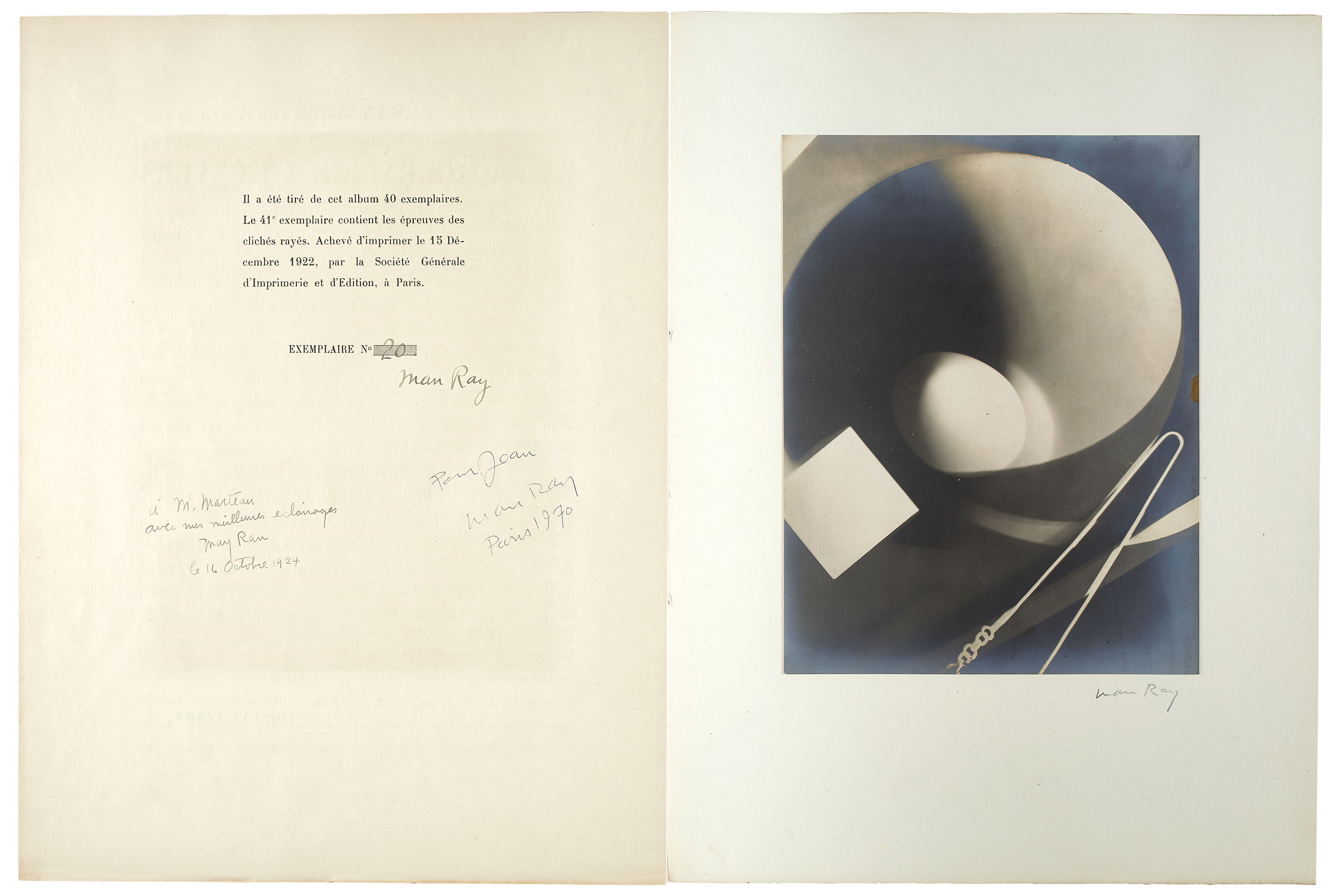 Man Ray (1890-1976), Champs d&eacute;licieux, 1922. Sold for &euro;346,000 on 3-5 July 2019 at Christie&rsquo;s in Paris