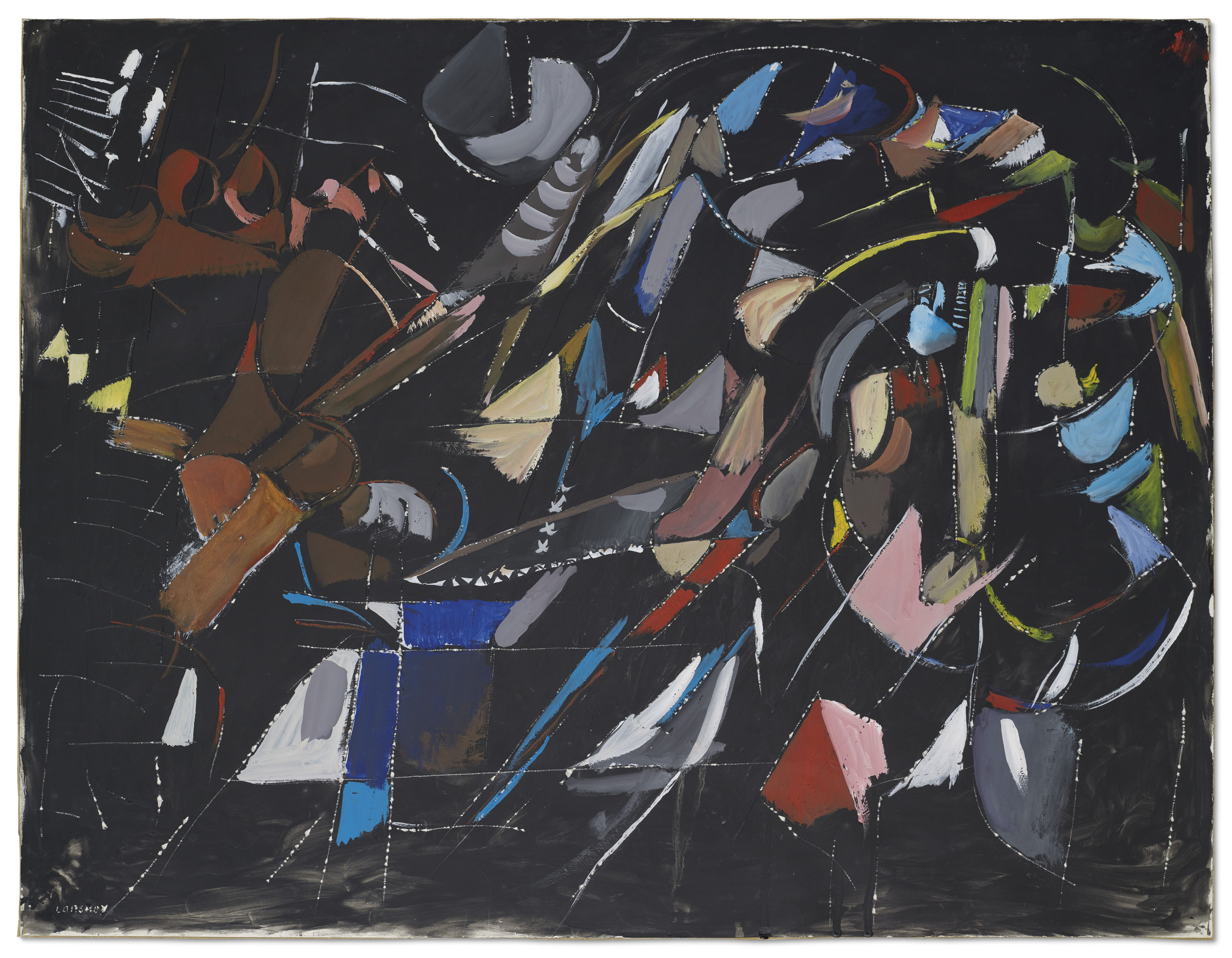 ANDRÉ LANSKOY (1902-1976), Composition abstraite sur fond noir