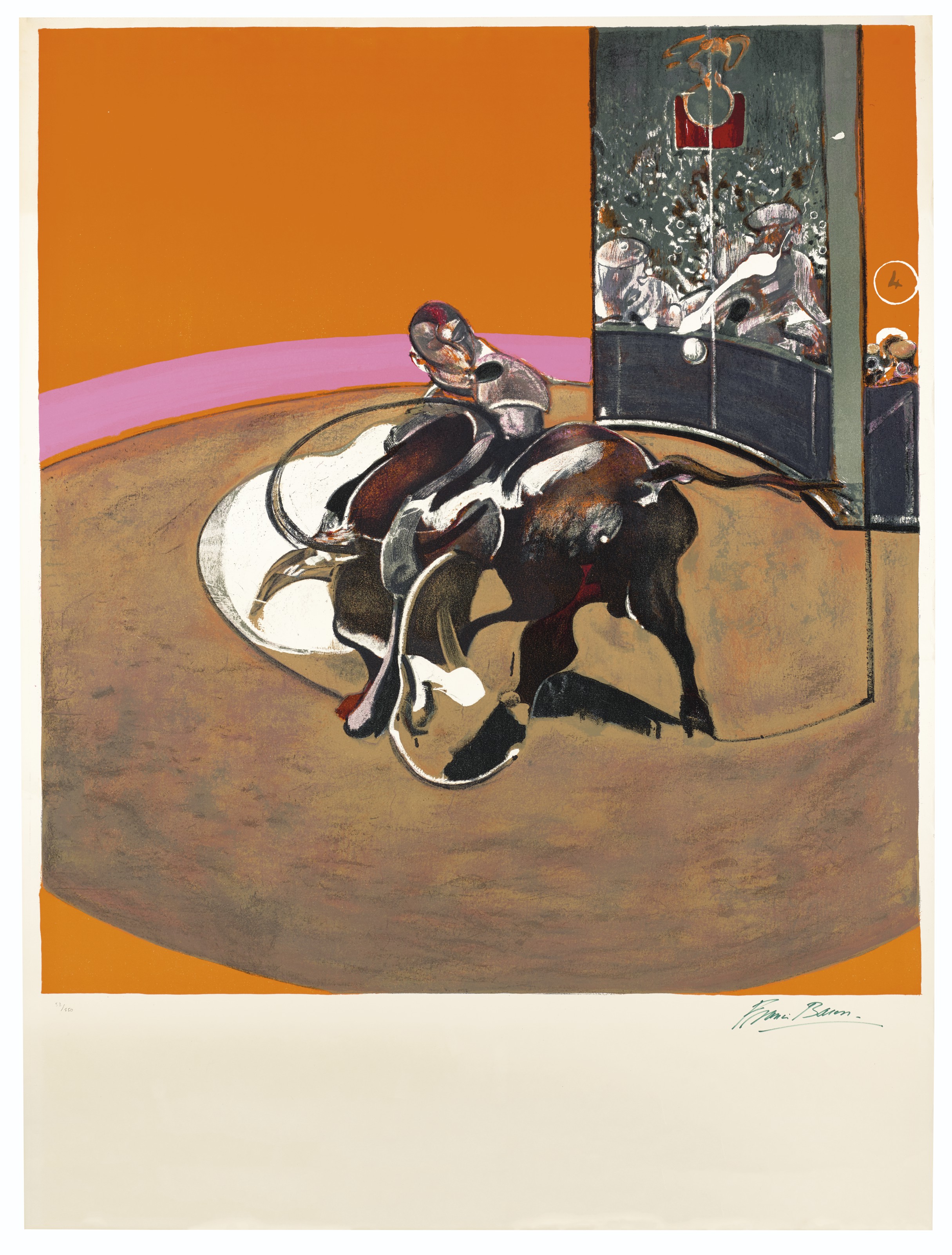 弗朗西斯&middot;培根（1909-1992），《斗牛习作》，彩色石板版画，图像126.3 x 115公分，纸张160 x 120公分，1971年作。2020年3月18日于佳士得伦敦售出，成交价68,750英镑