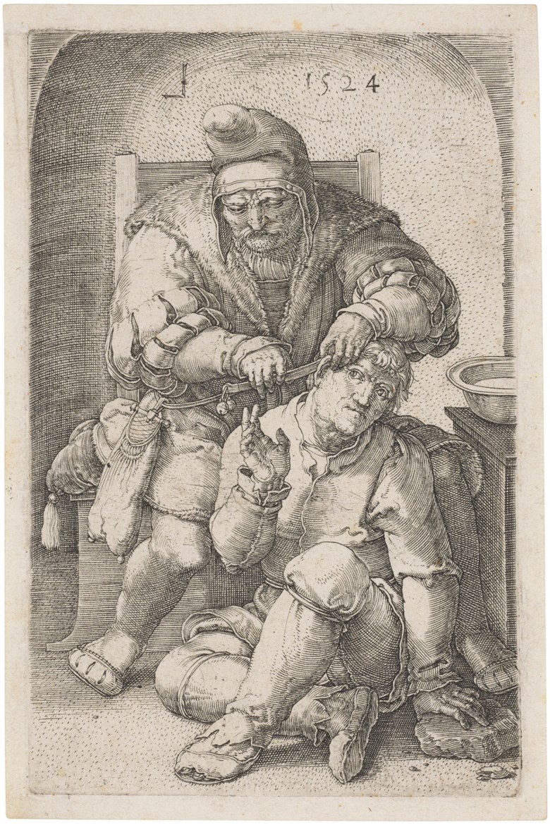 Lucas van Leyden (1494-1533), The Surgeon, 1524. Engraving on laid paper. Sheet 125 x 83 mm. Sold for £1,375 in Old Master Prints, 1-15 July 2020, Online