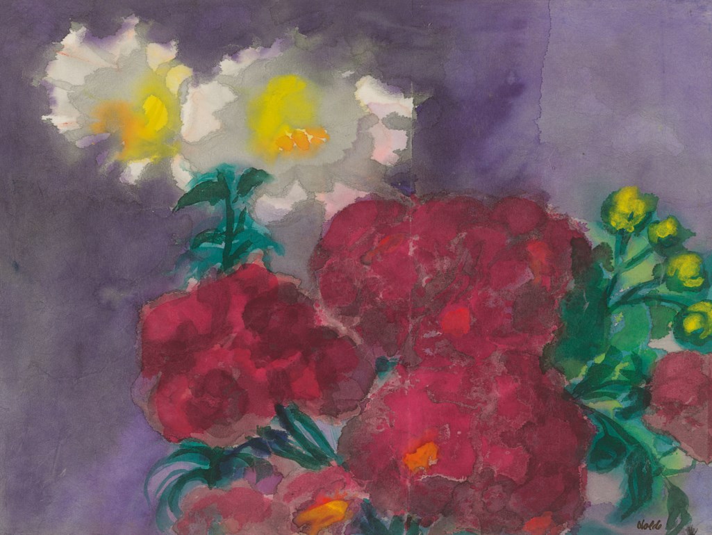 EMIL NOLDE (1867-1956), Rote Pfingstrosen und weisse Lilien | Christie's