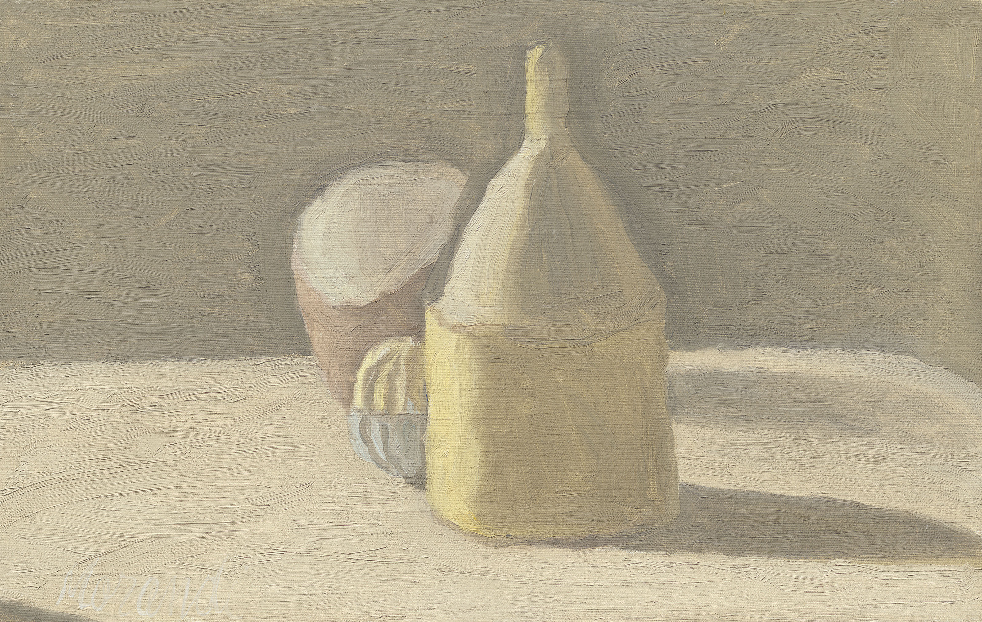 Giorgio Morandi (1890-1964), Natura morta, painted in 1950. Oil on canvas. 8&frac34; x 13⅞  in (22.2 x 35.2  cm). Estimate: &pound;500,000-700,000. Offered in Impressionist and Modern Art Evening Sale on 5 February 2020 at Christie&rsquo;s in London