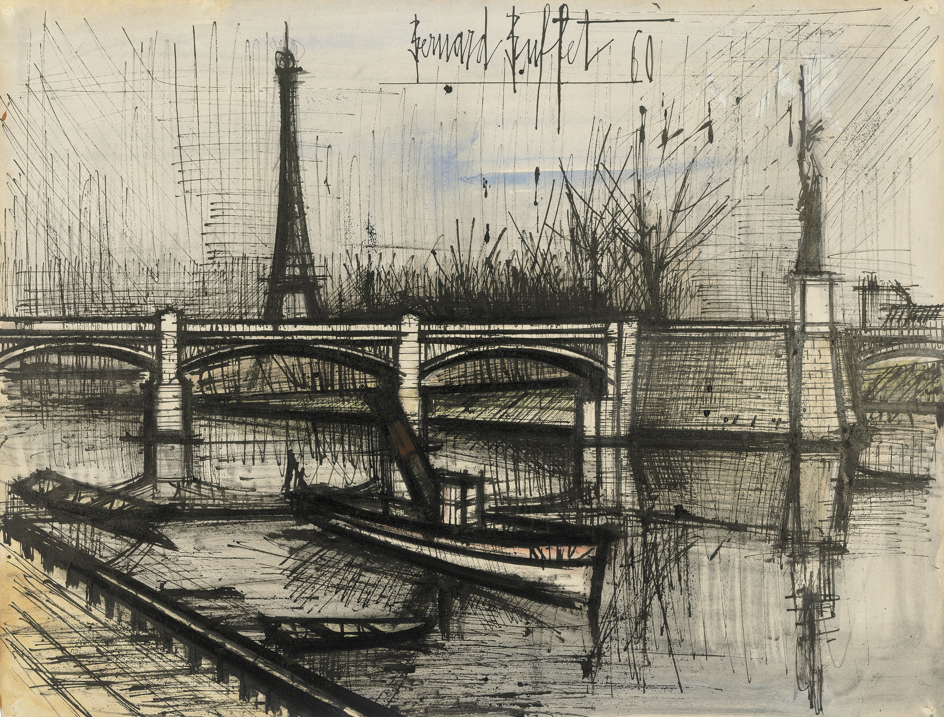 Bernard Buffet (1928-1999), La Tour Eiffel et le Pont de Grenelle