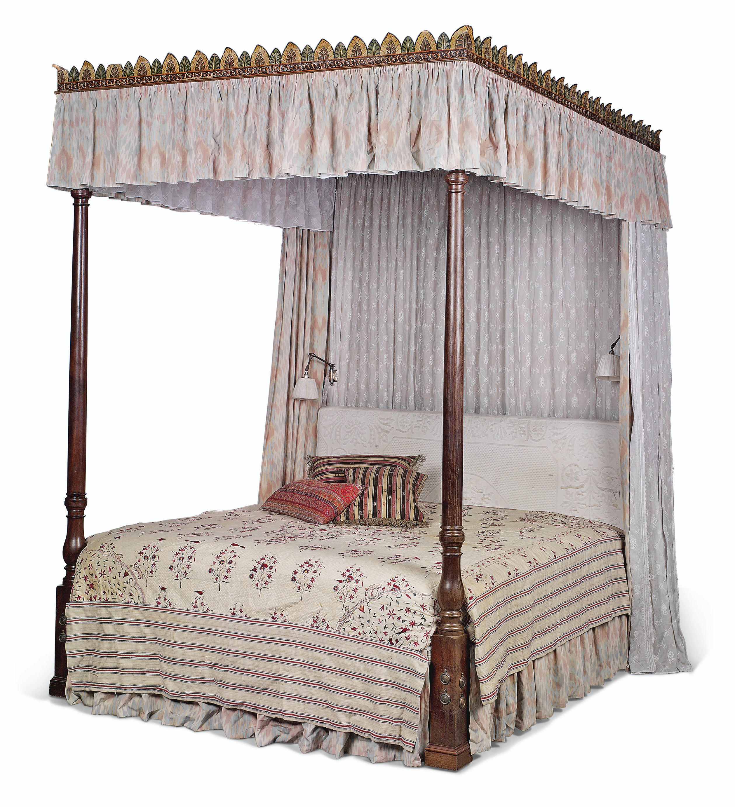 A Mahogany Four Poster Bed The George Iii Posts And Painted Tester Second Half 18th Century Dressed By Robert Kime Ltd Late 18th Century Four Poster Bed Christie S
