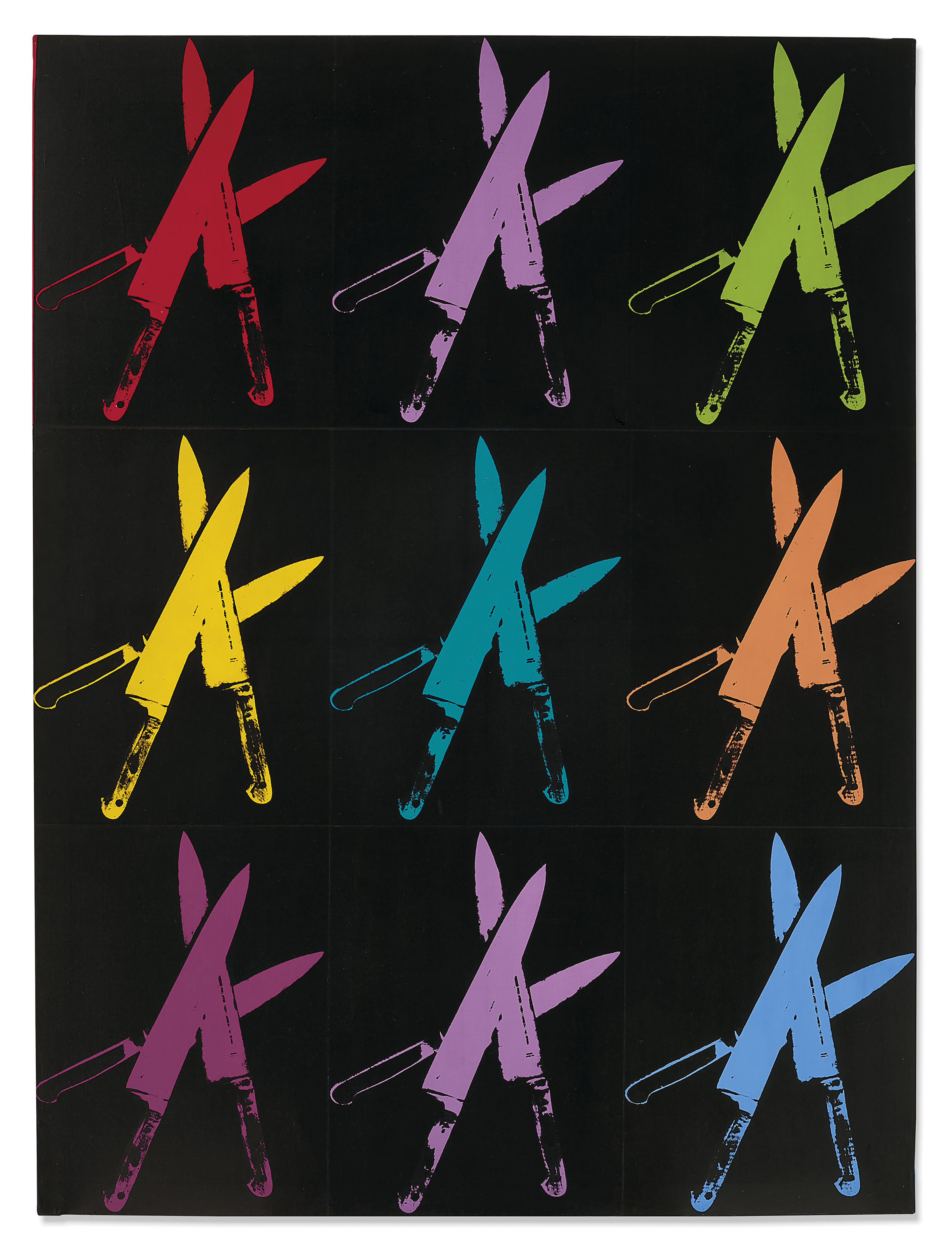安迪&middot;沃荷（1928-1987），《刀》，1982年作。压克力 丝网 画布，70 x 52 3/8吋（177.6 x 133公分）。估价：2,500,000 &ndash; 3,500,000英镑。此作将于2020年2月12日在佳士得伦敦战后及当代艺术晚间拍卖中呈献
