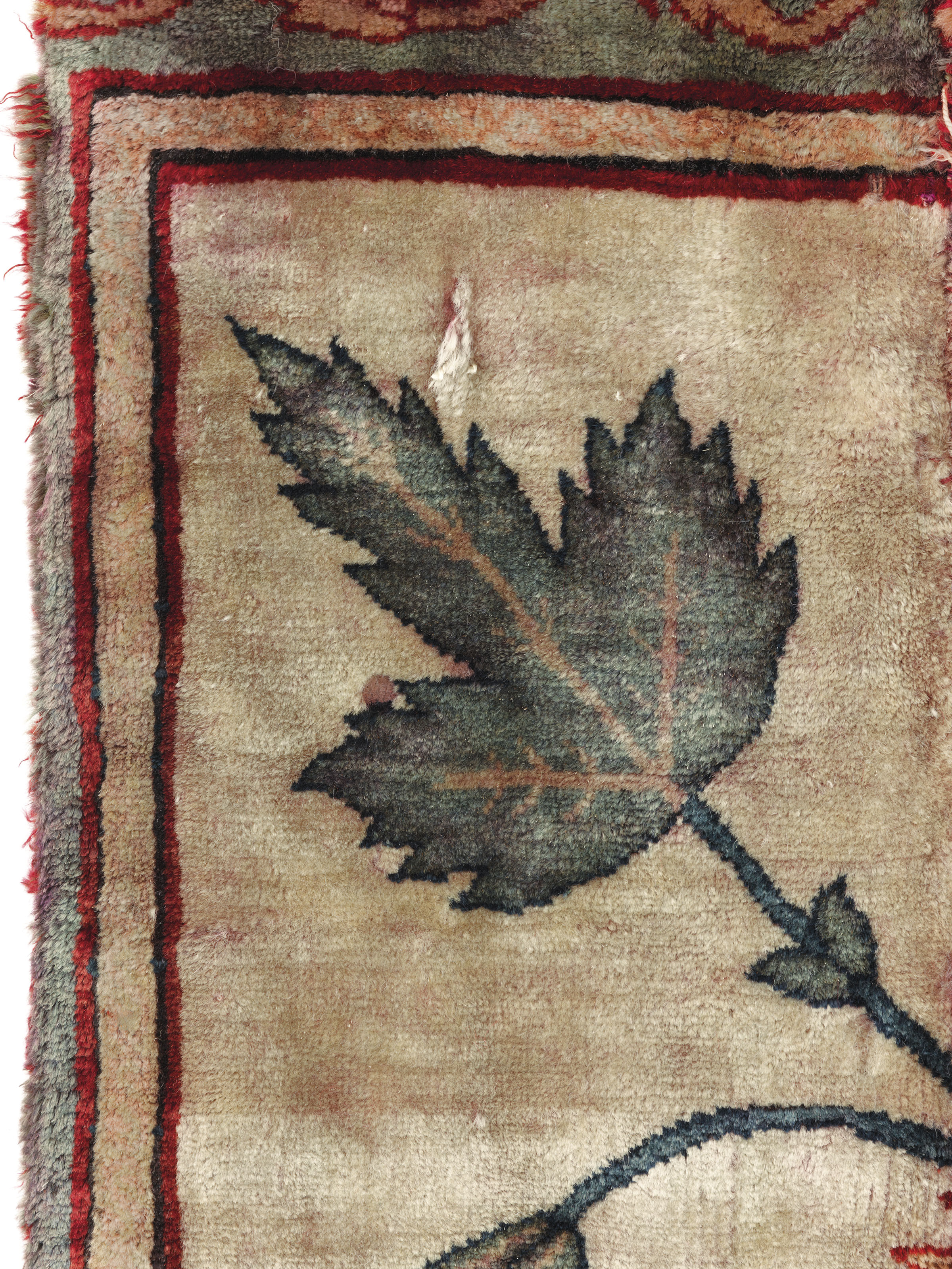 A RARE MUGHAL PASHMINA CARPET FRAGMENT , NORTH INDIA ...