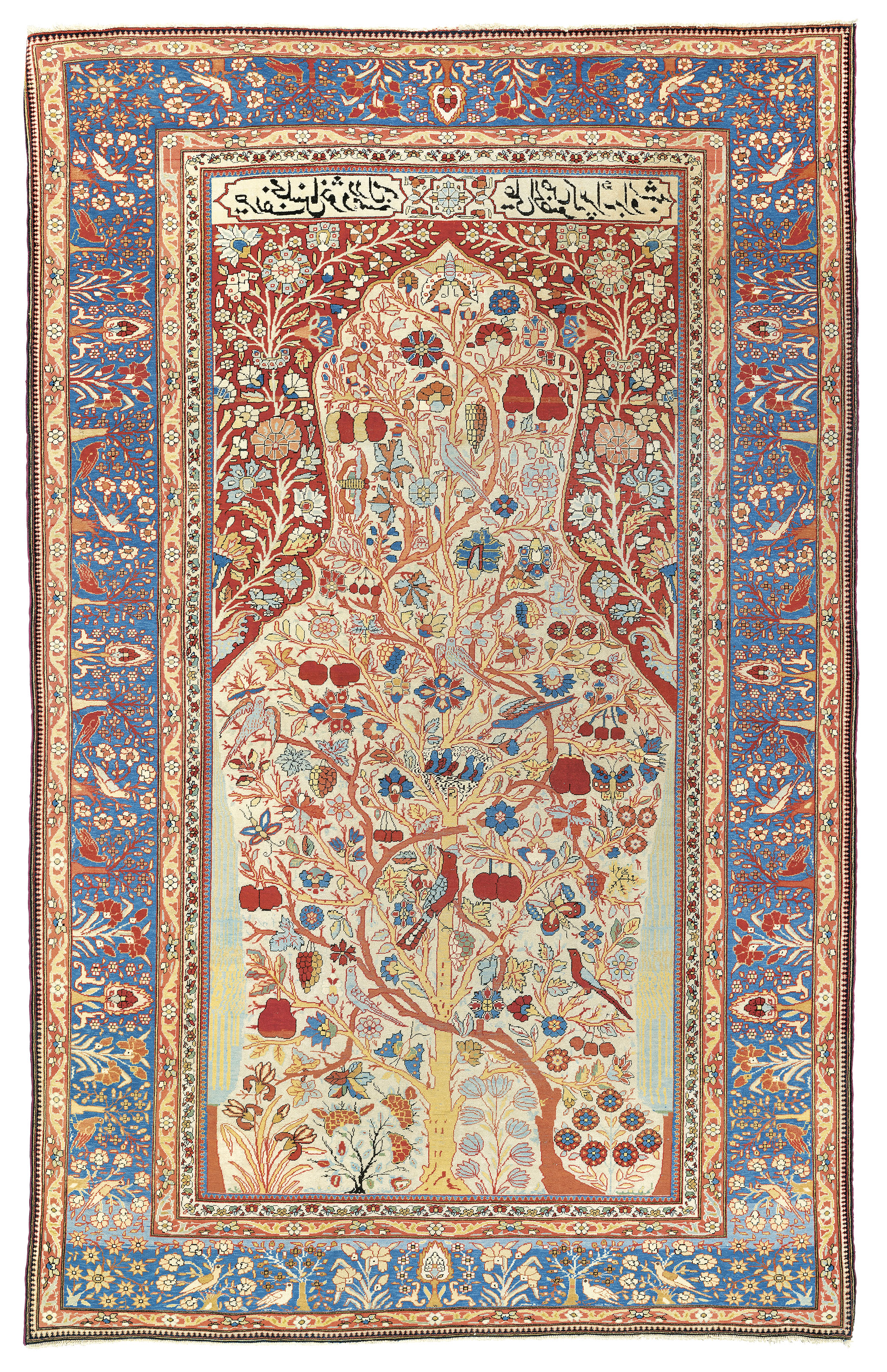 A Kashan 'Mohtasham' prayer rug, central Persia, circa 1890. 6 ft 7 in x 4 ft 4 in (204 cm x 133 cm). Estimate: &pound;8,000-12,000. Offered in Art of the Islamic and Indian Worlds Including Oriental Rugs and Carpets on 25 June 2020 at Christie&rsquo;s in London