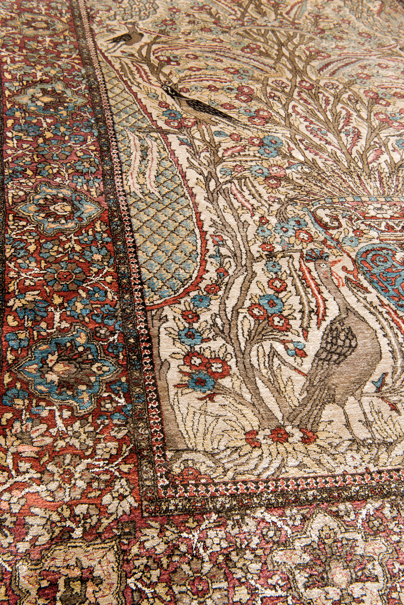 A SILK KASHAN 'MOHTASHAM' PRAYER RUG , CENTRAL PERSIA, CIRCA 1890