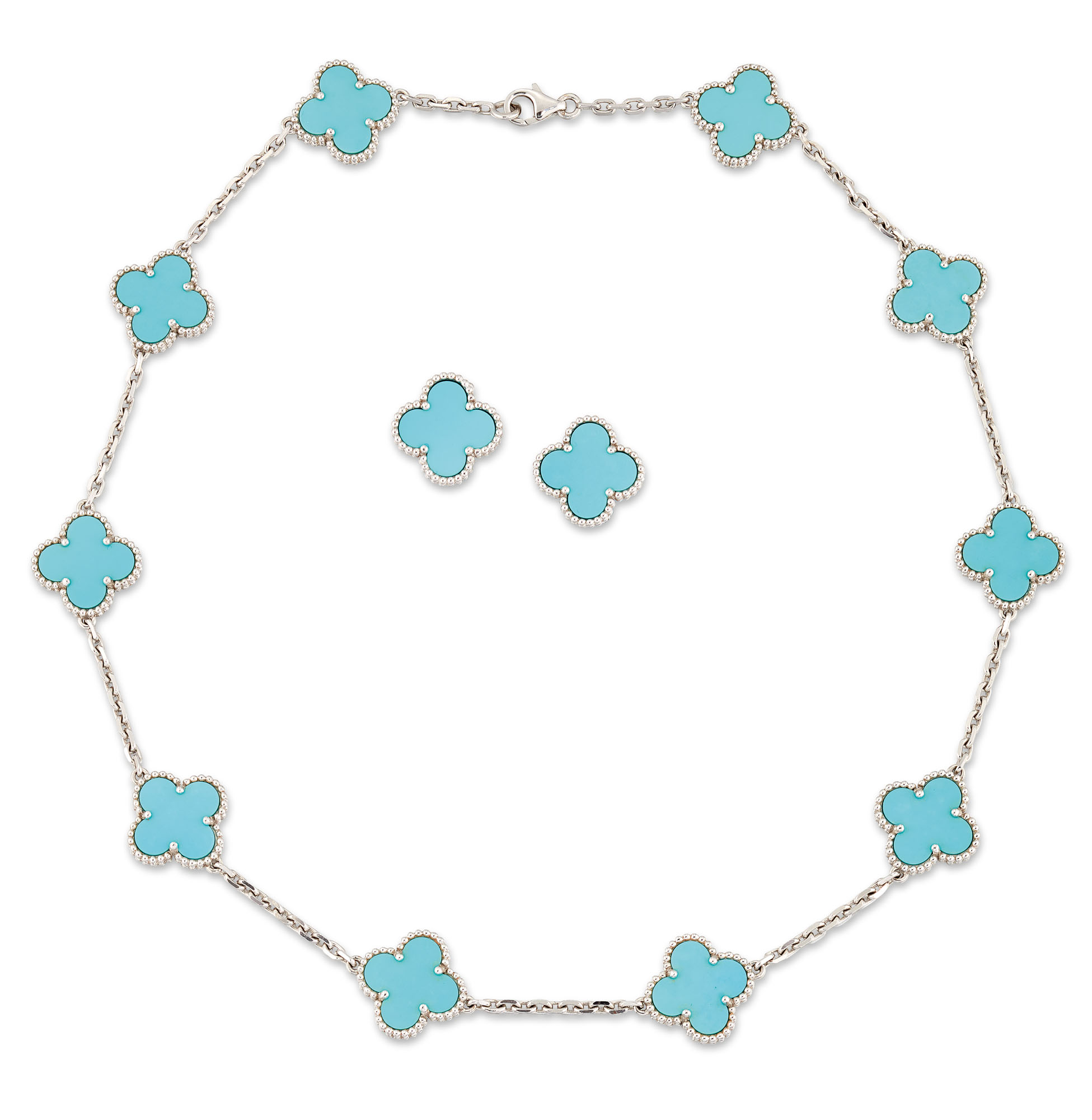 Van cleef turquoise alhambra necklace clearance