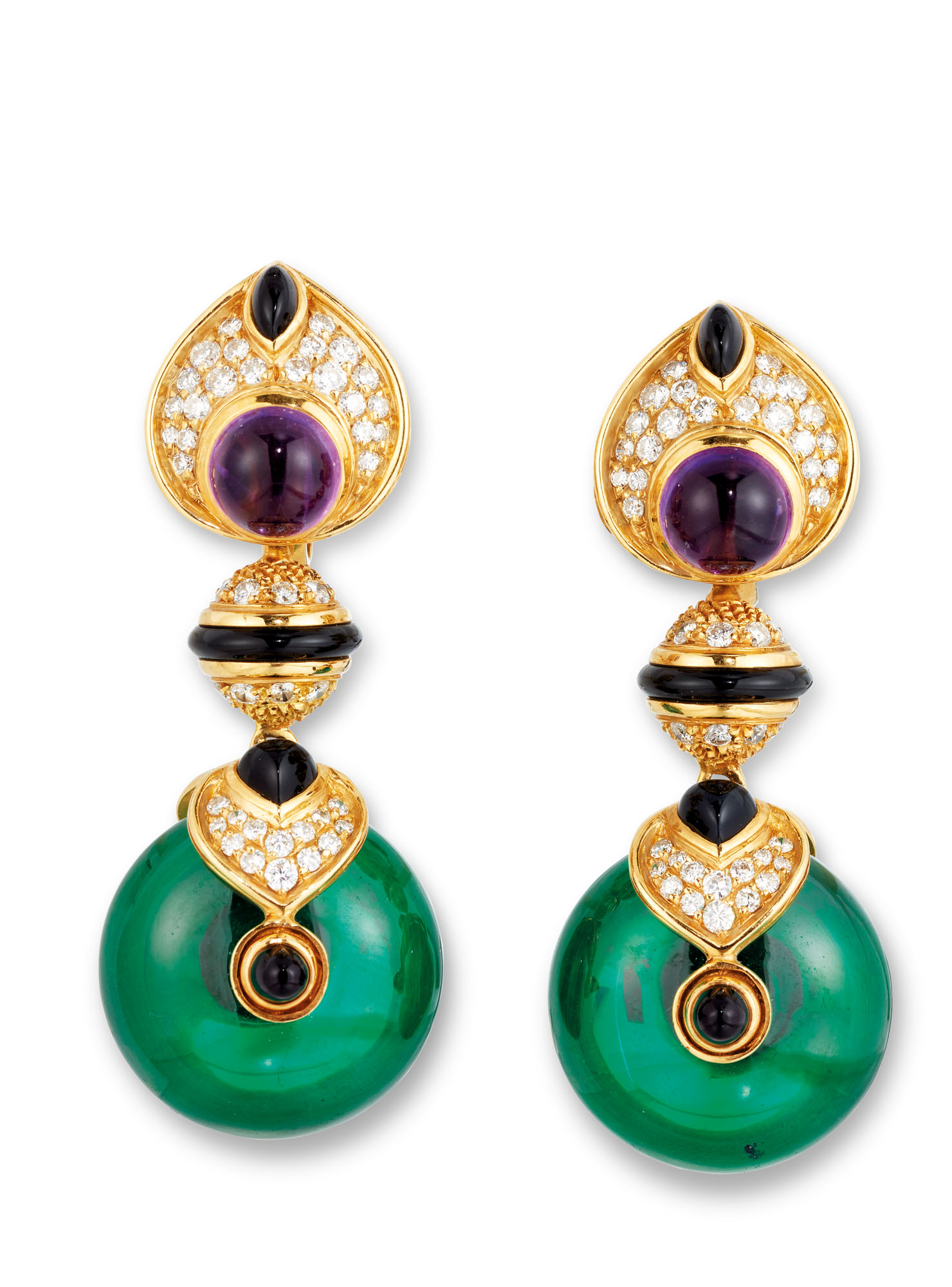 INTERCHANGEABLE GEM-SET AND DIAMOND 'PNEU' EARRINGS, MARINA B - Main Image