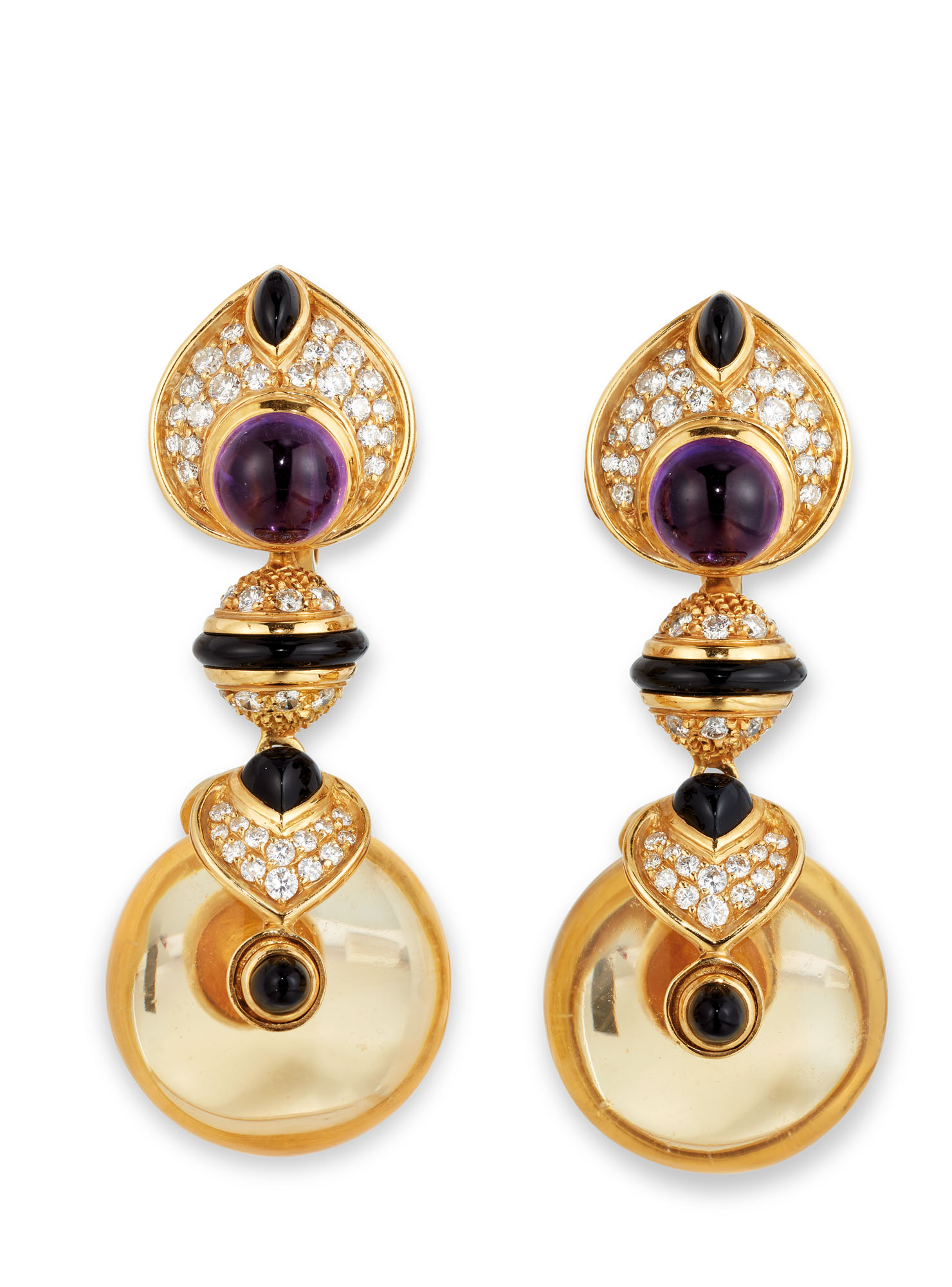 INTERCHANGEABLE GEM-SET AND DIAMOND 'PNEU' EARRINGS, MARINA B, | Christie's