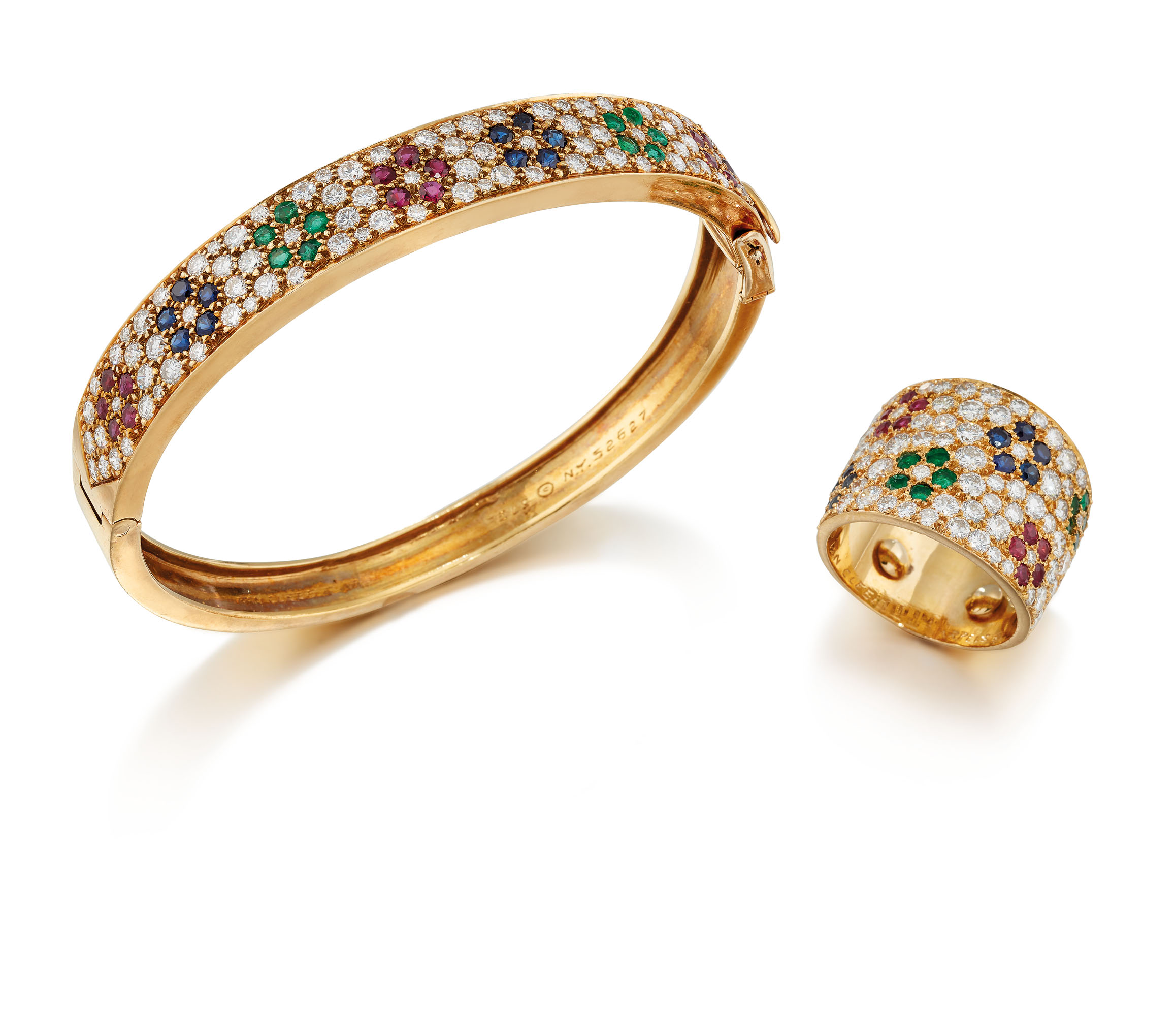 GEM-SET AND DIAMOND BANGLE AND RING SET, VAN CLEEF & ARPELS, | Christie’s