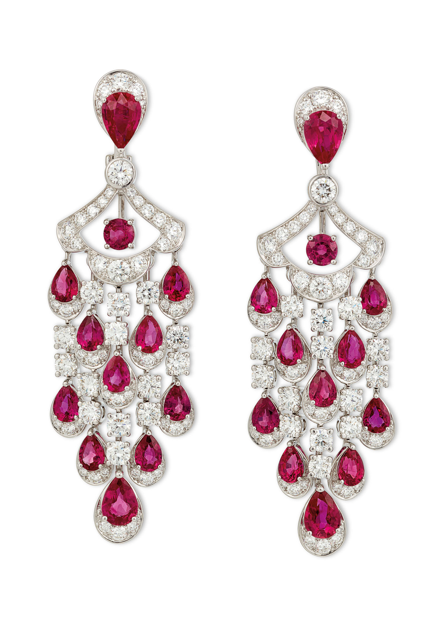 NO RESERVE GOLD, RUBY AND DIAMOND CHANDELIER EARRINGS, GRAFF