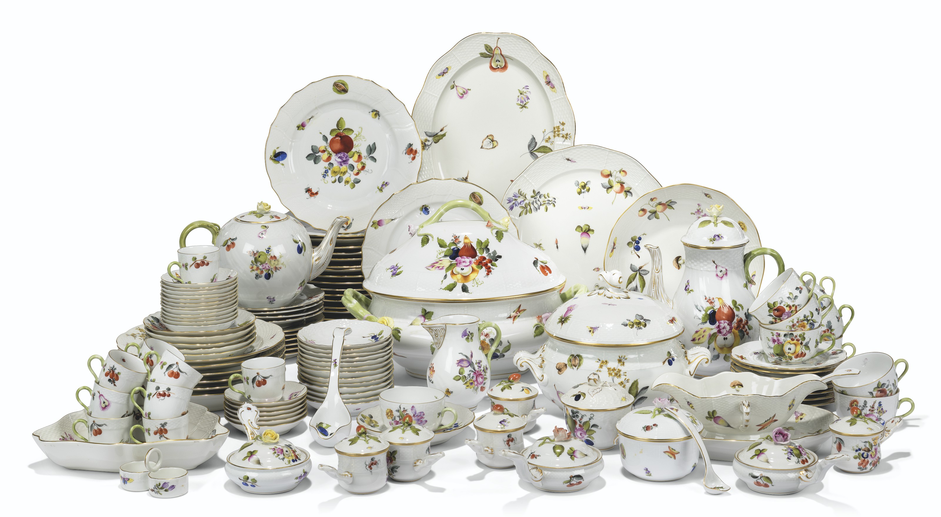 A HEREND PORCELAIN 'FRUITS AND FLOWERS' PATTERN COMPOSITE PART