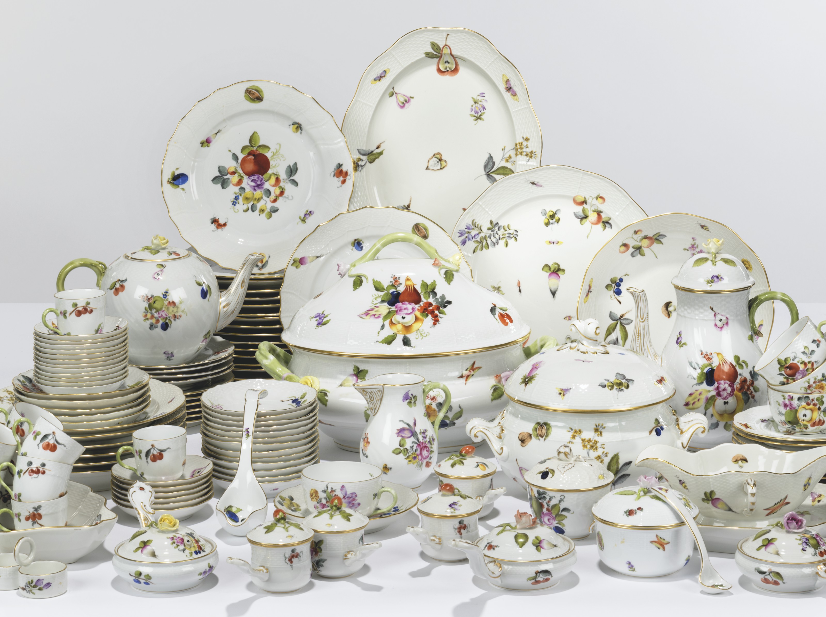 A HEREND PORCELAIN 'FRUITS AND FLOWERS' PATTERN COMPOSITE PART