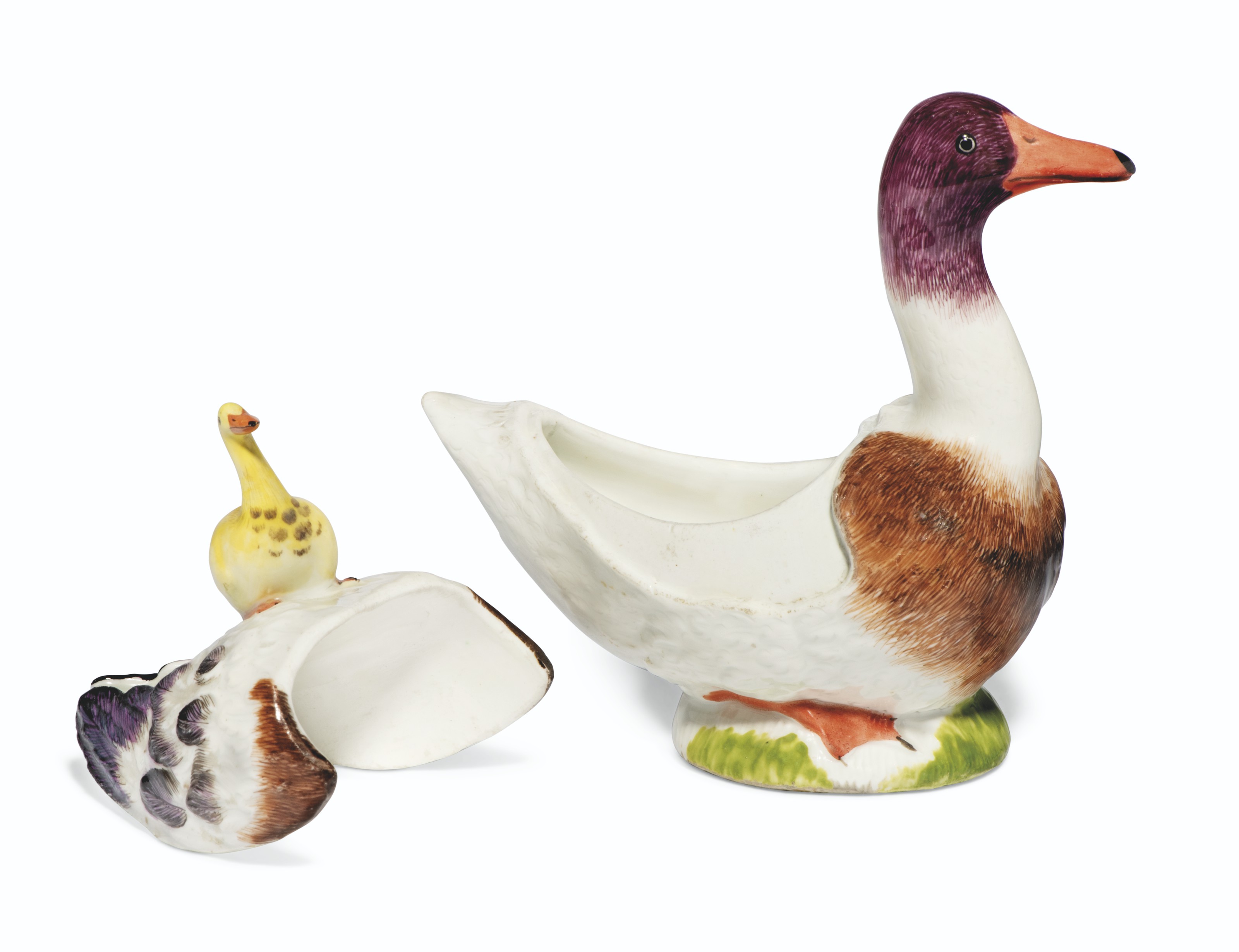 A MEISSEN PORCELAIN DUCK BUTTER-BOX AND COVER