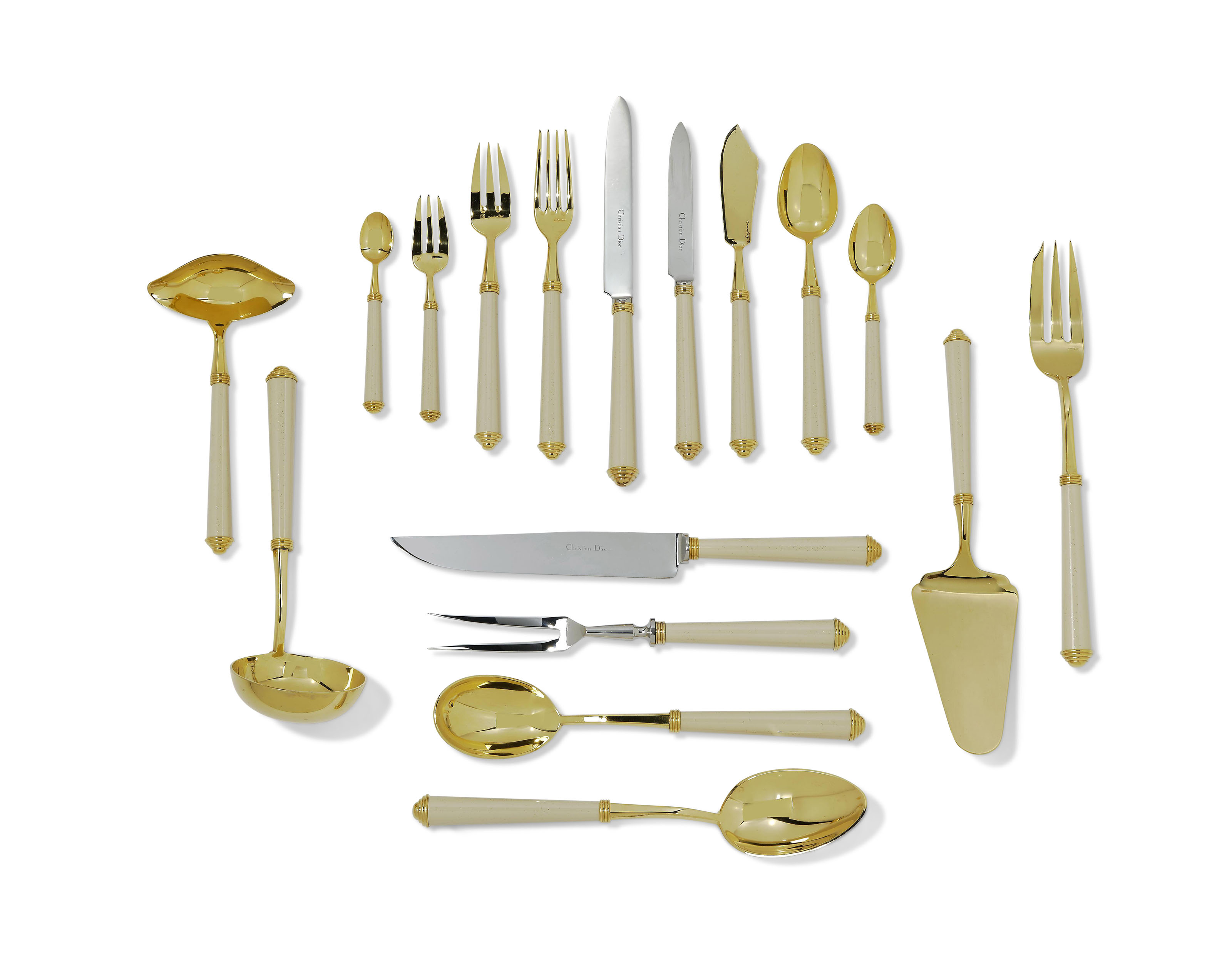 A Christian Dior Enamelled Metal Handled And Parcel Gilt Flatware Service 20th Century Signed Christian Dior Christie S