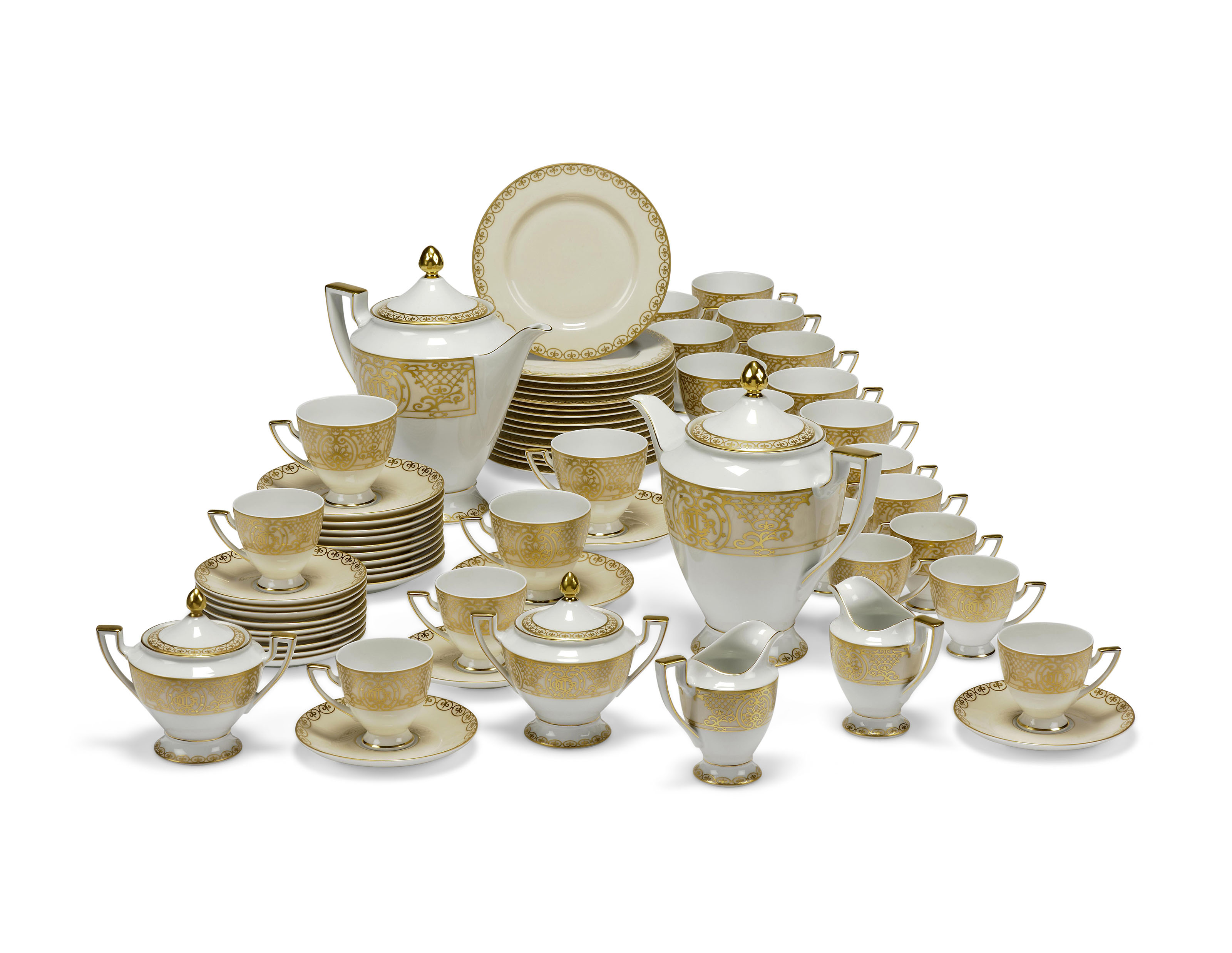 A CHRISTIAN DIOR PORCELAIN PART TEA AND COFFEE SERVICE, 20TH