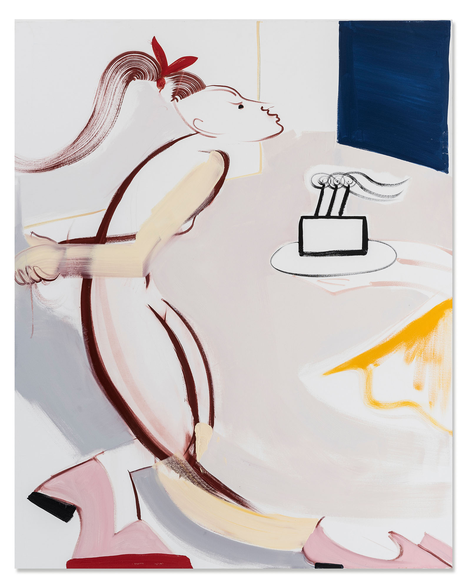 Maria Farrar (b. 1988), Birthday, 2016. Oil on canvas, 60 x 48⅛ in (152.3 x 122.1 cm). Estimate: &pound;6,000-8,000. Offered in&nbsp;First Open: Post-War &amp; Contemporary Art Online, 14-28 July 2020, Online