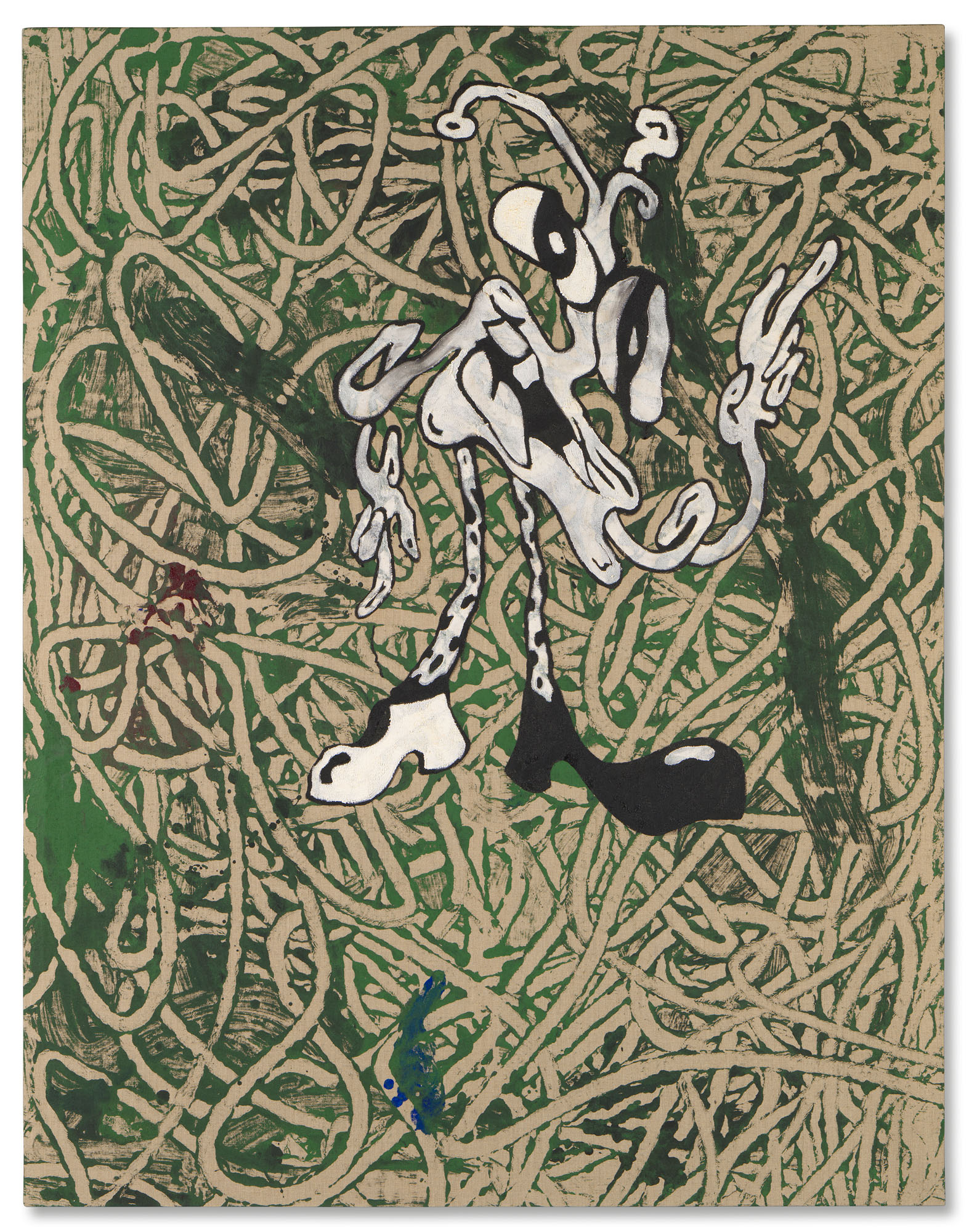 Ida Ekblad (b. 1980), An Alien Among Ruins, 2014. Acrylic and puff paste on linen. 77 x 55 in (180.7 x 140.2 cm). Estimate: £20,000-30,000. Offered in First Open: Post-War &amp; Contemporary Art Online, 14-28 July, Online

