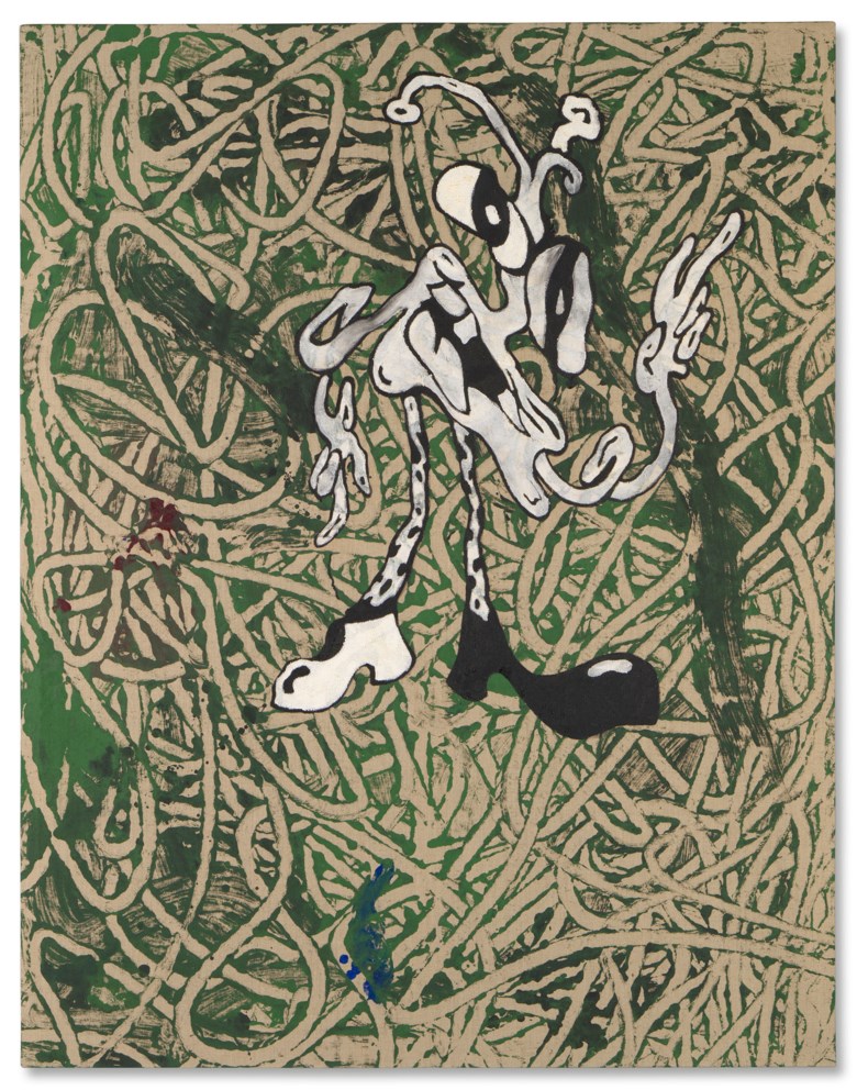Ida Ekblad (b. 1980), An Alien Among Ruins, 2014. Acrylic and puff paste on linen. 77 x 55 in (180.7 x 140.2 cm). Estimate £20,000-30,000. Offered in First Open Post-War & Contemporary Art Online, 14-28 July, Online