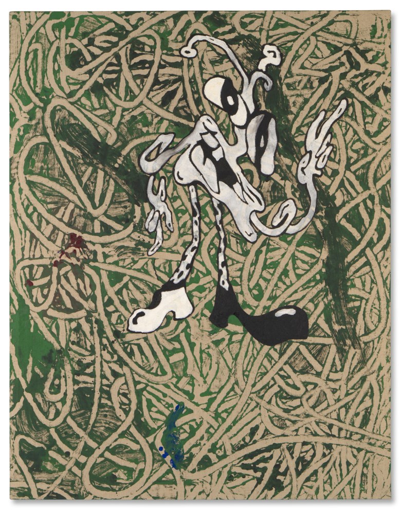 Ida Ekblad (sinh năm 1980), Người ngoài hành tinh trong số tàn tích, 2014. Chất liệu acrylic và bột nhão trên vải lanh. 77 x 55 in (180,7 x 140,2 cm). Ước tính £ 20.000-30.000. Được cung cấp trong Online Art Online & Contemporary Post-War & Contemporary Art Online, ngày 14-28 tháng 7, Trực tuyến