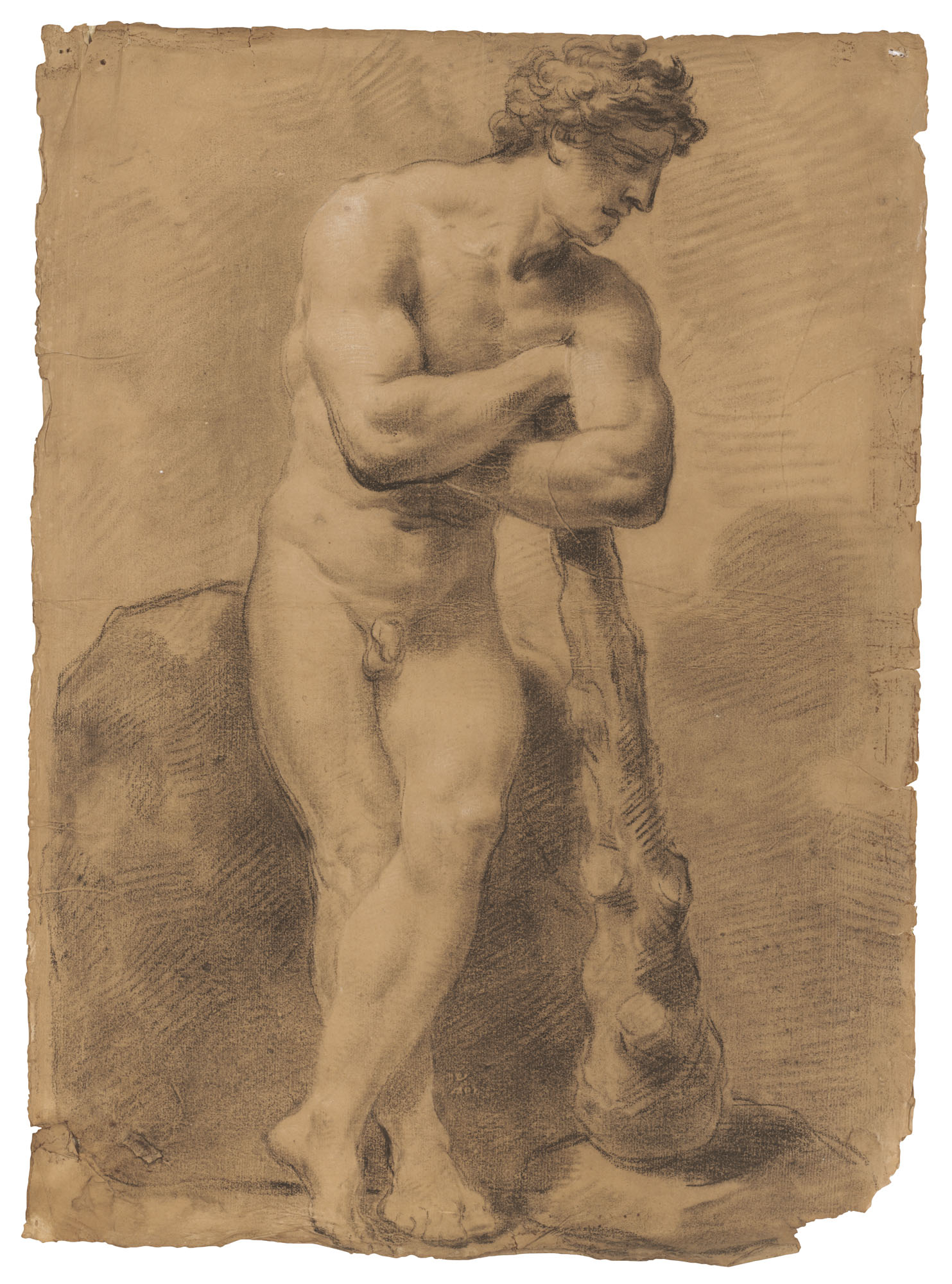 Catalog image of Study of a nude male leaning on a club