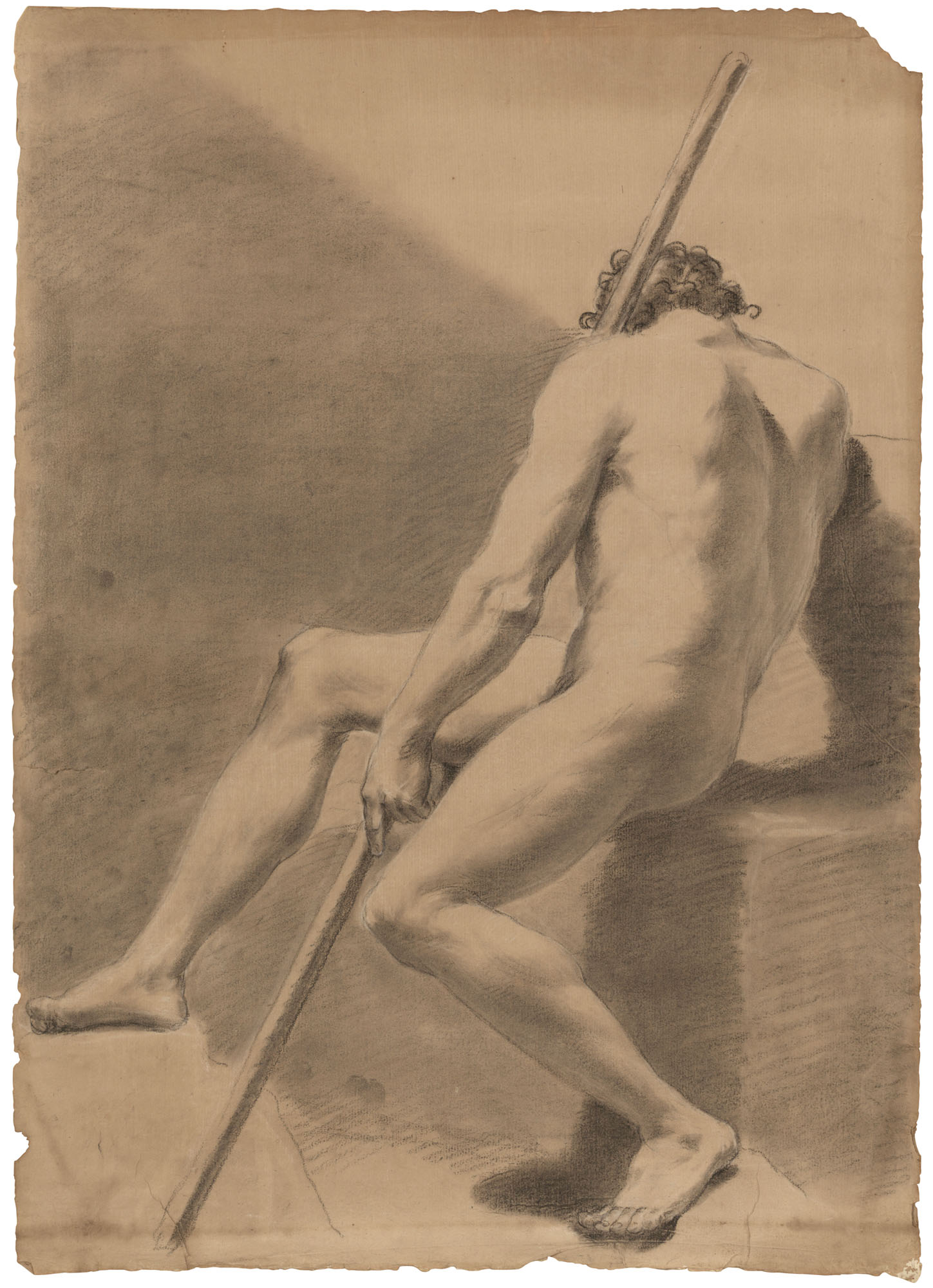 Catalog image of A seated male nude; A kneeling male nude