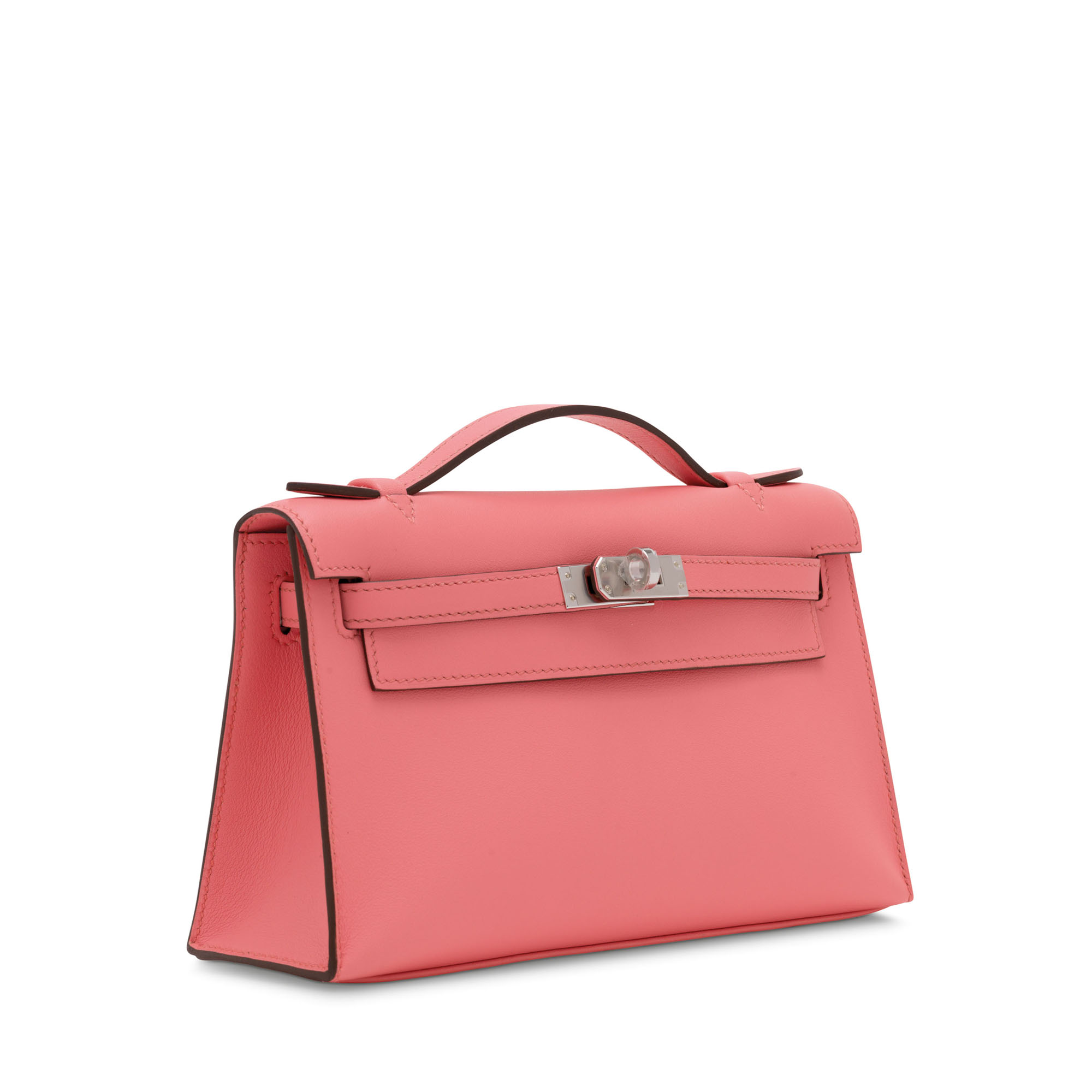A ROSE D ETE SWIFT LEATHER KELLY POCHETTE WITH PALLADIUM HARDWARE