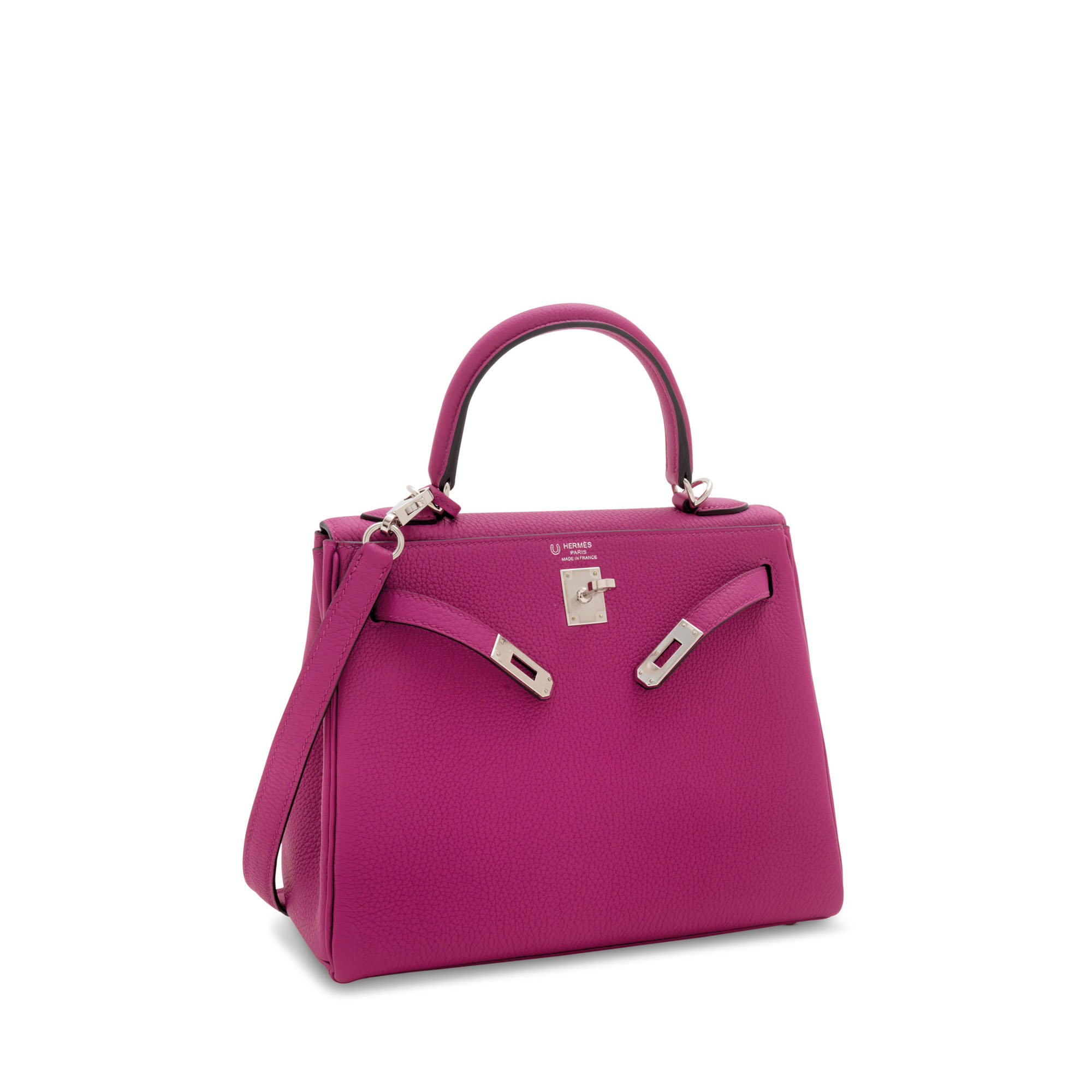 A CUSTOM ROSE POURPRE TOGO LEATHER RETOURNE KELLY 25 WITH PALLADIUM HARDWARE HERMES 2018 Christie s