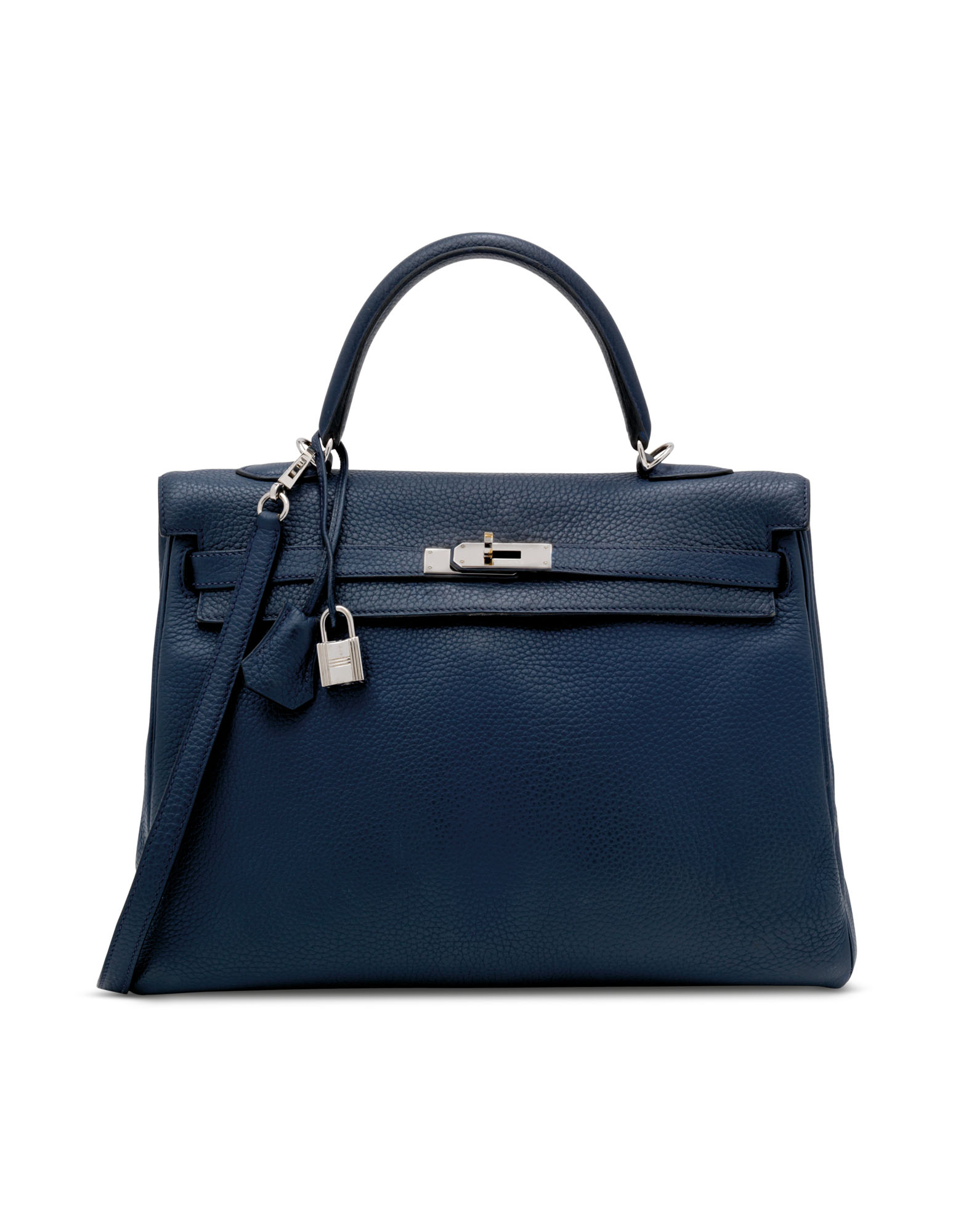 A BLEU ABYSSE CLÉMENCE LEATHER RETOURNÉ KELLY 35 WITH