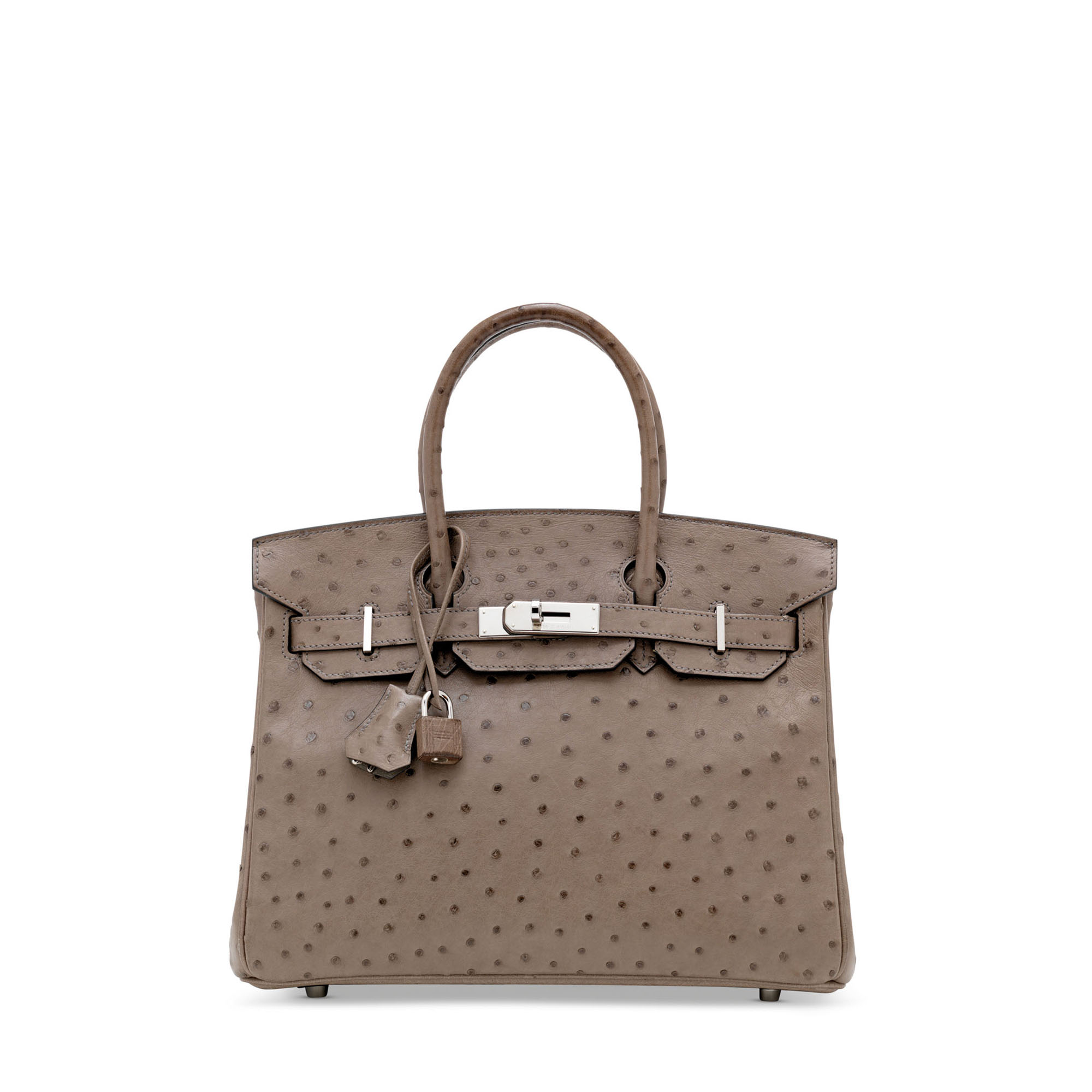 A GRIS TOURTERELLE OSTRICH BIRKIN 30 WITH PALLADIUM HARDWARE