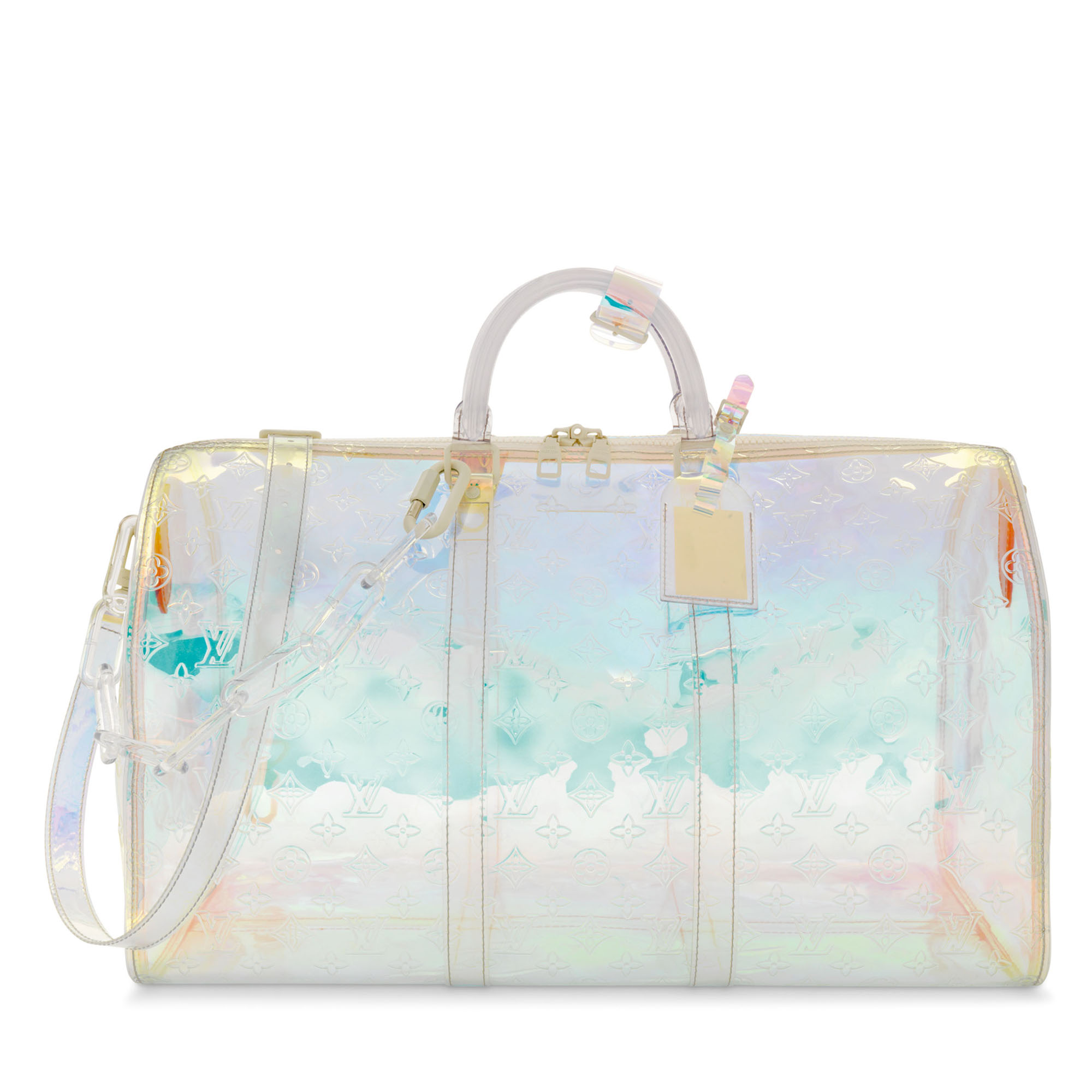 A LIMITED EDITION IRIDESCENT MONOGRAM PVC PRISM KEEPALL