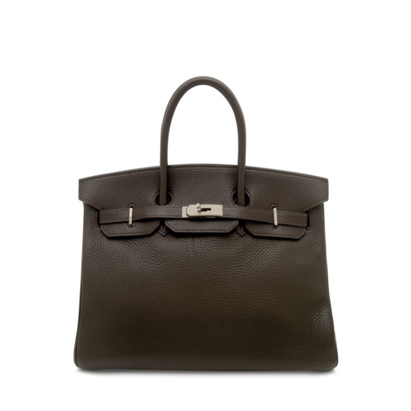 A MARRON FONCÉ CLÉMENCE LEATHER BIRKIN 35 WITH PALLADIUM HARDWARE