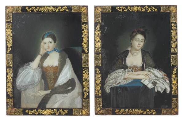 Pair of Chinese Export Reverse Glass Paintings - Late 18th Century