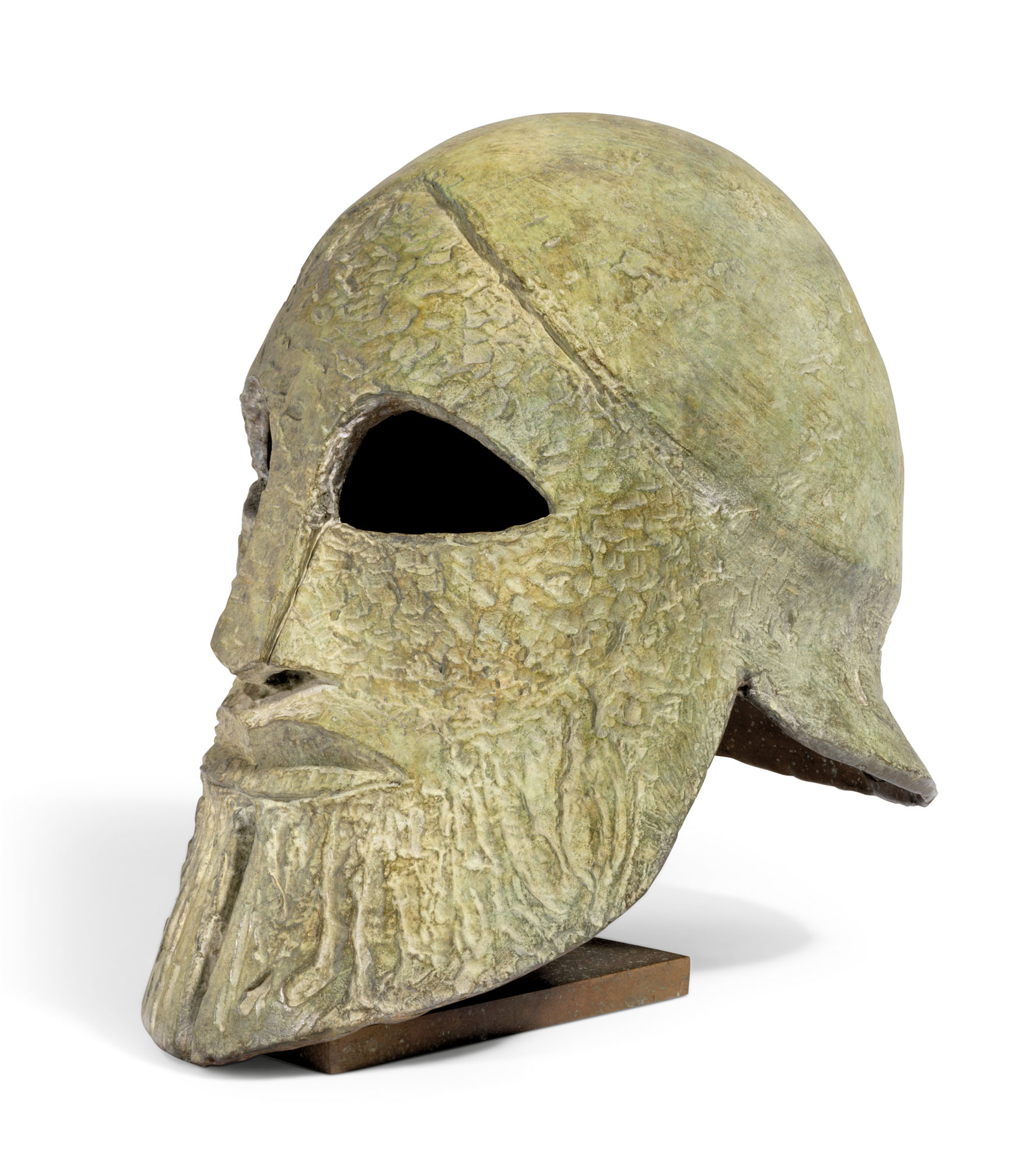 Dame Elisabeth Frink, R.A. (1930-1993), Midas Head, conceived in 1989. Bronze with a green patina.&nbsp;12&frac14;  in (31.1  cm) high. Estimate: &pound;40,000-60,000. Offered in Modern British Art  on 29 September 2020 at Christie&rsquo;s in London