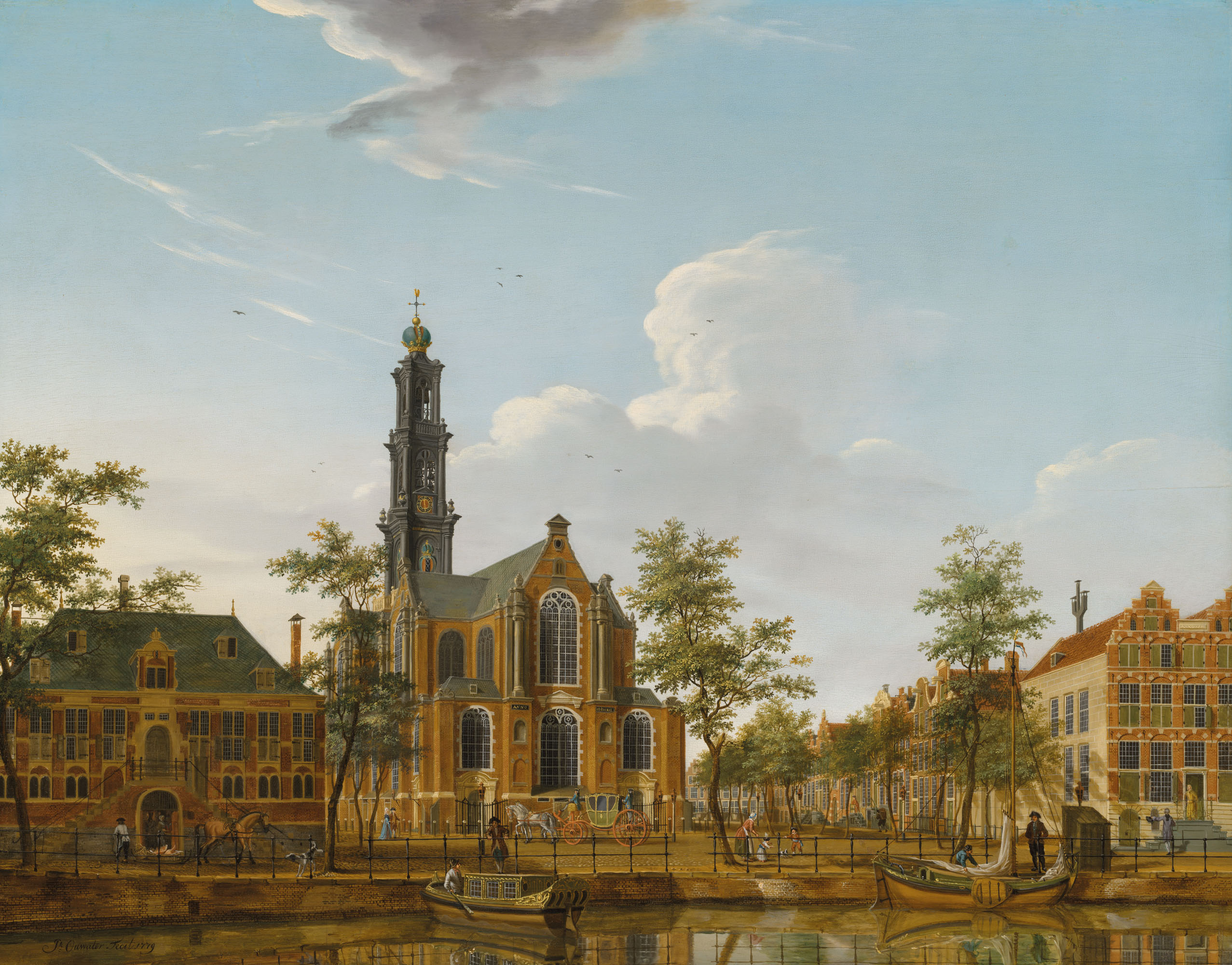 Isaac Ouwater (1748-1793), View of the Westerkerk seen from across the Keizersgracht, Amsterdam. Oil on panel, 20&frac14; x 25⅞  in (51.5 x 65.5  cm). Estimate: &pound;100,000-150,000. Offered in Classic Art Evening Sale: Antiquity to 20th Century on 29 July 2020 at Christie&rsquo;s in London