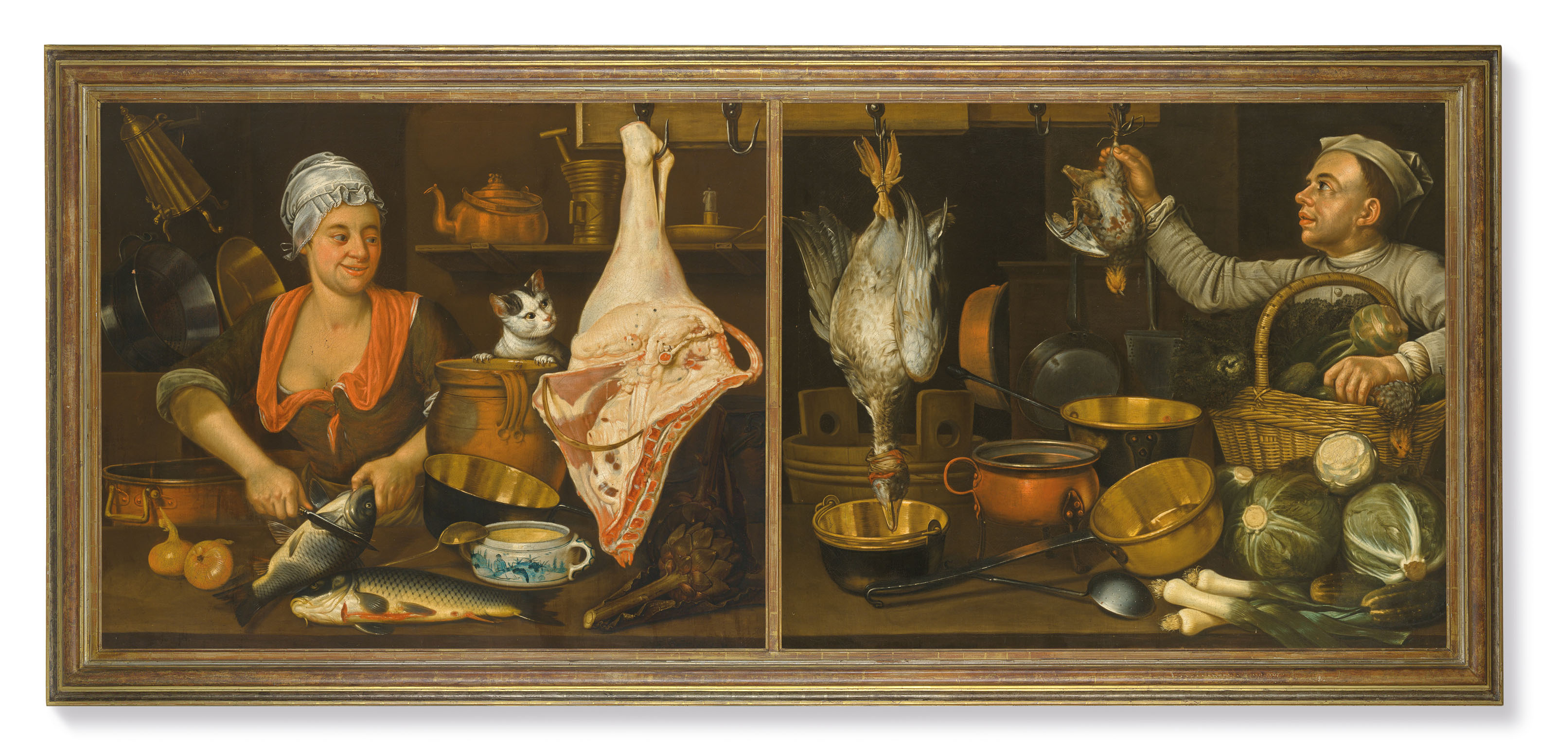 FRIEDRICH HAMMER (GERMAN ACTIVE 18TH CENTURY) A kitchen scene laden with pa...