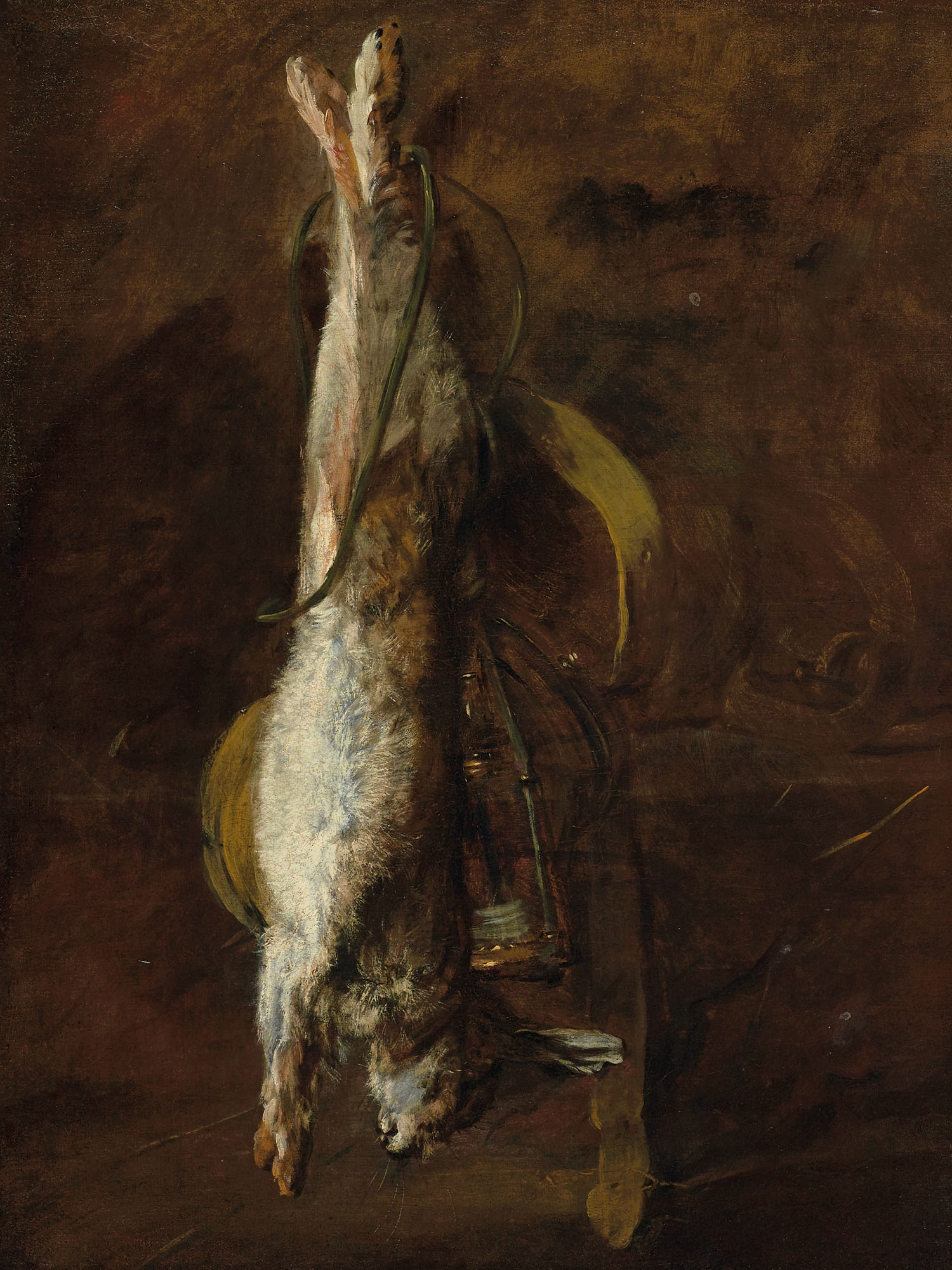 A dead rabbit and a satchel
