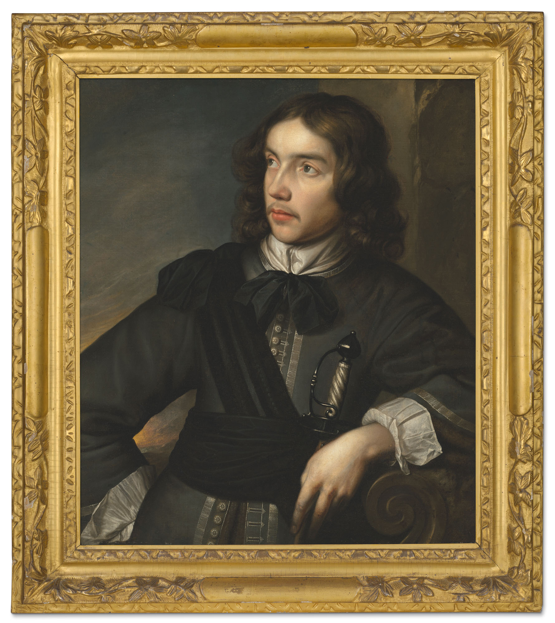 Catalog image of Portrait of a gentleman, half-length, in a grey goat and black sash, with a sword
