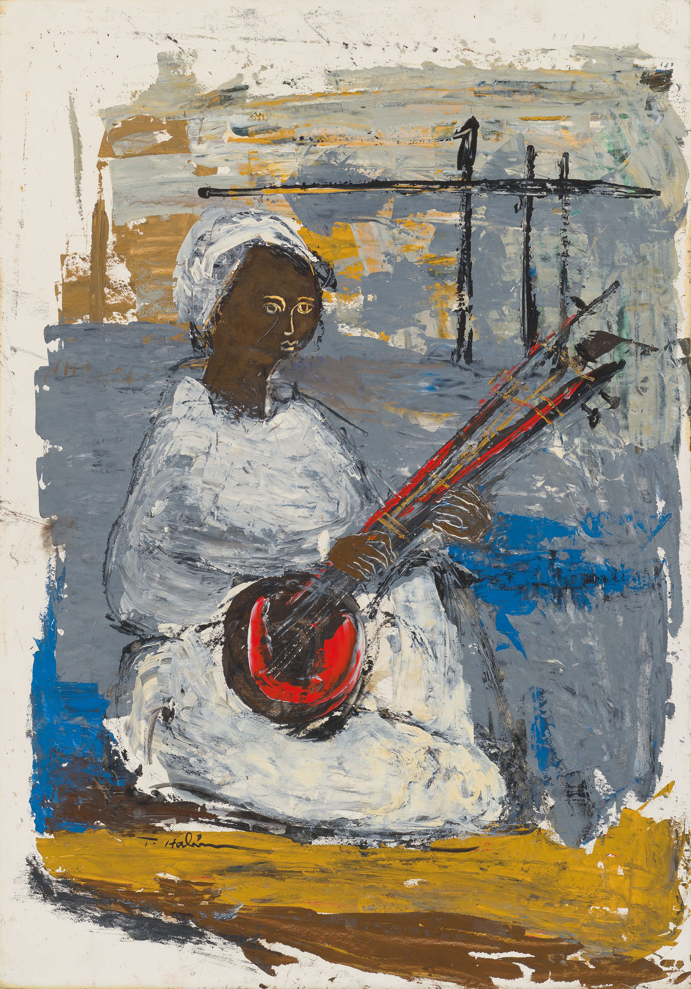 Tahia Halim (1919-2003), Untitled, circa 1966. Oil on board. 31⅛ x 22⅜ in (79 x 57 cm). Sold for &pound;10,000 on 24 November 2020 at Christie&rsquo;s Online