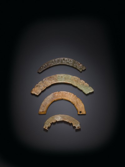 FOUR JADE PENDANTS, HUANG , LATE SHANG-ZHOU DYNASTY, 11TH ...