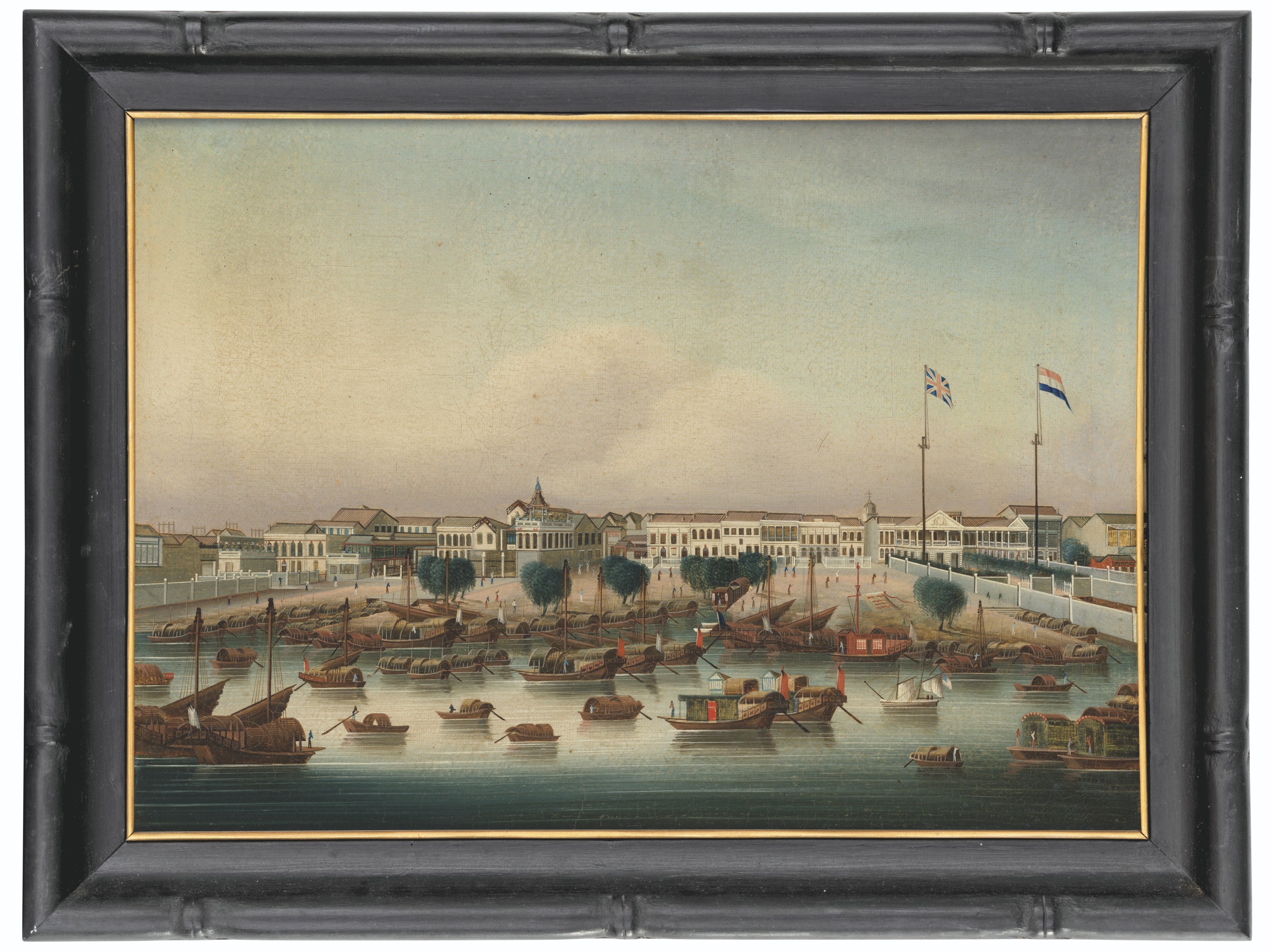 Chinese School, circa 1828, The Hongs at Canton with the British