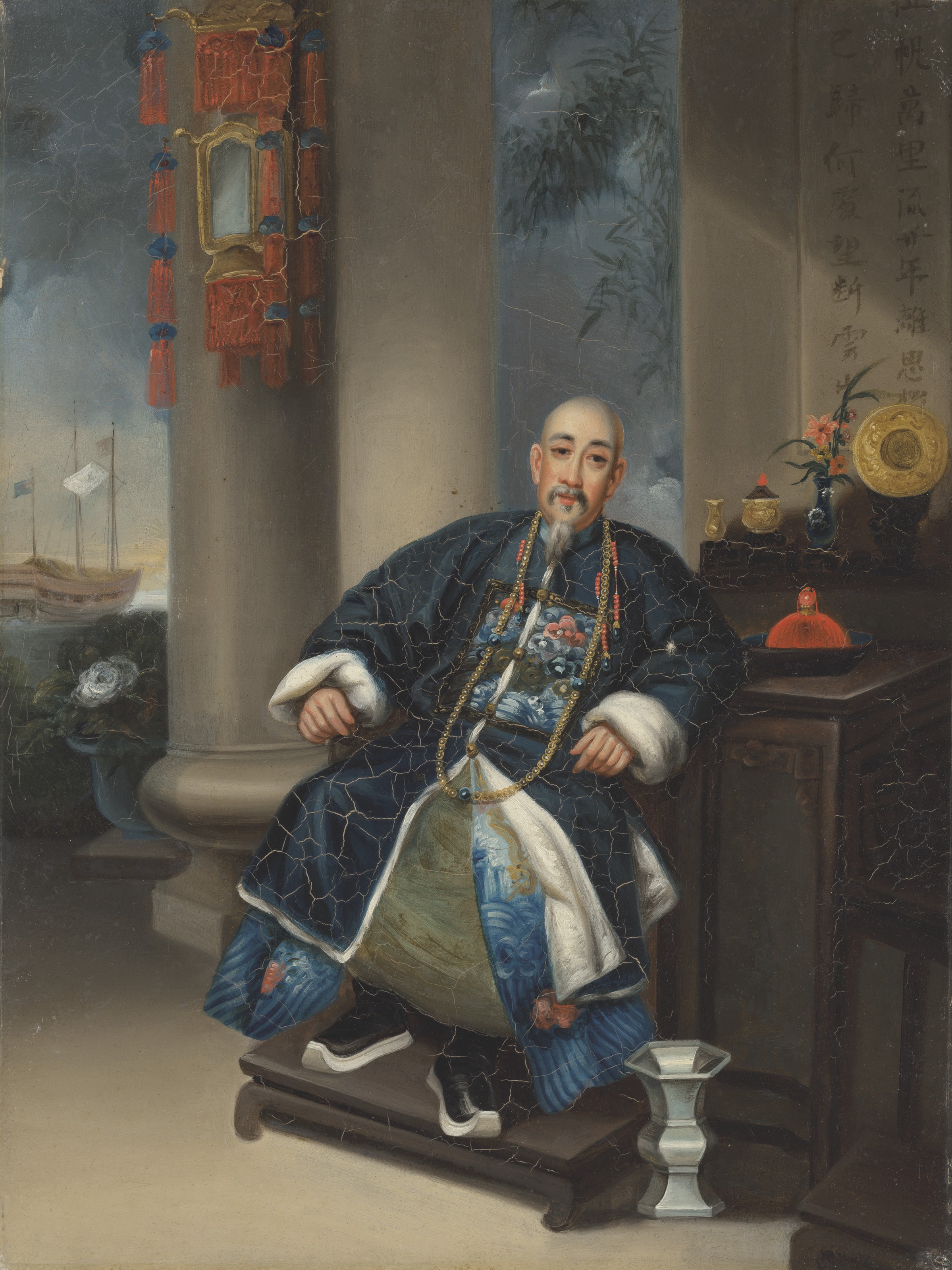Tableau Sur Toile Tingqua - Portrait De Houqua, Art Asiatique - Prêt à Accrocher, Neuf