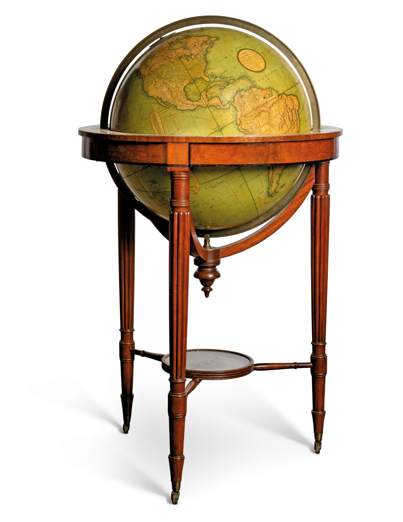 A PAIR OF REGENCY 21-INCH LIBRARY GLOBES, John and William Cary