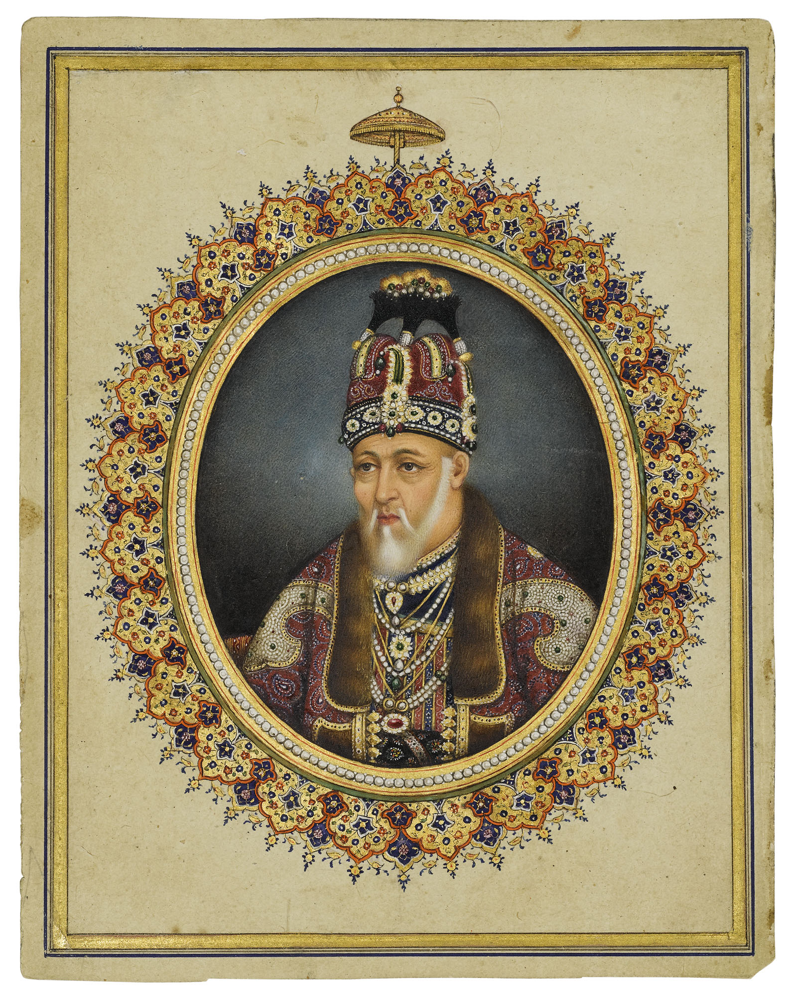 PORTRAIT OF THE MUGHAL EMPEROR AKBAR II, LUCKNOW, NORTH INDIA, CIRCA ...