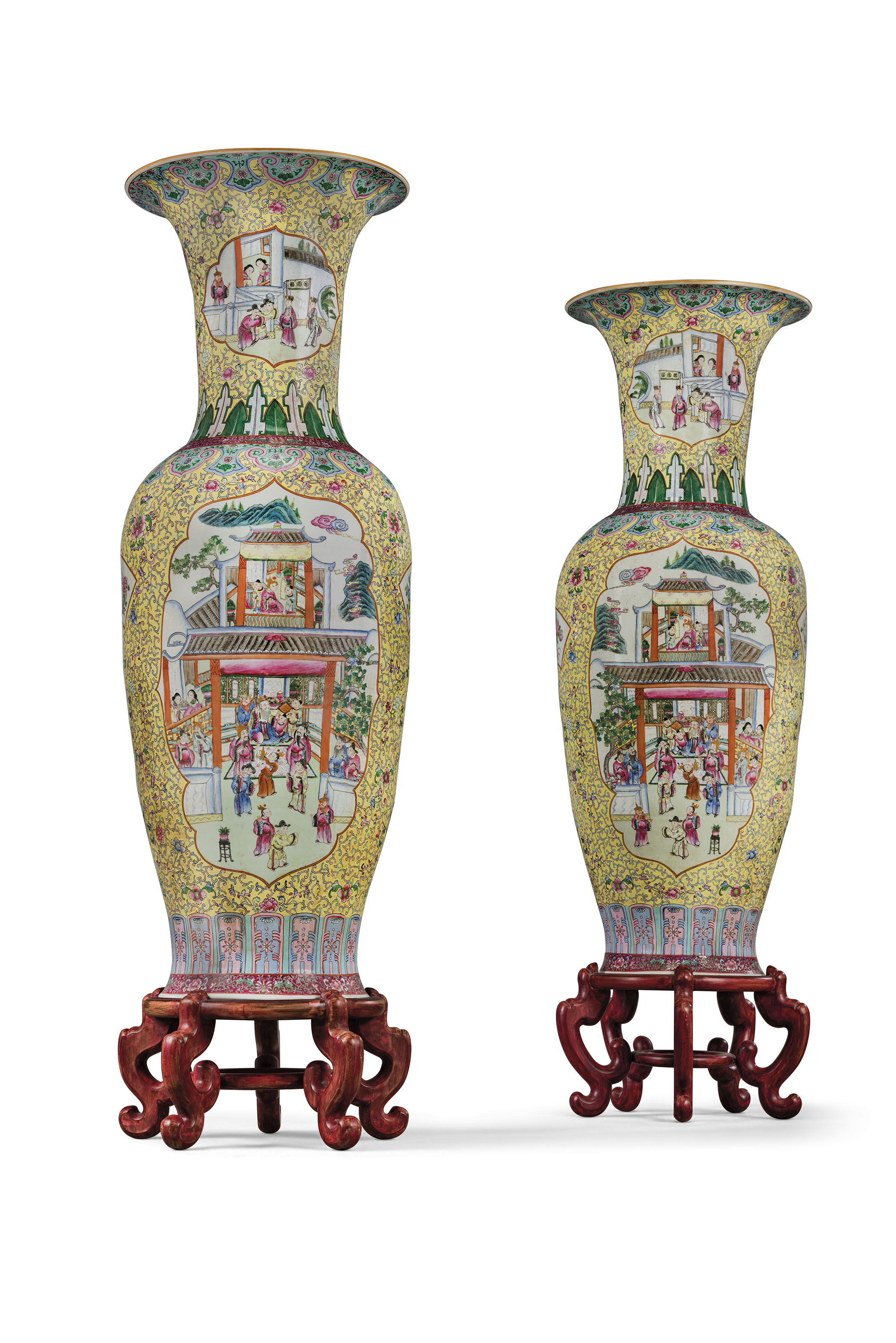 Pair of Large Chinese Export Covered Vases