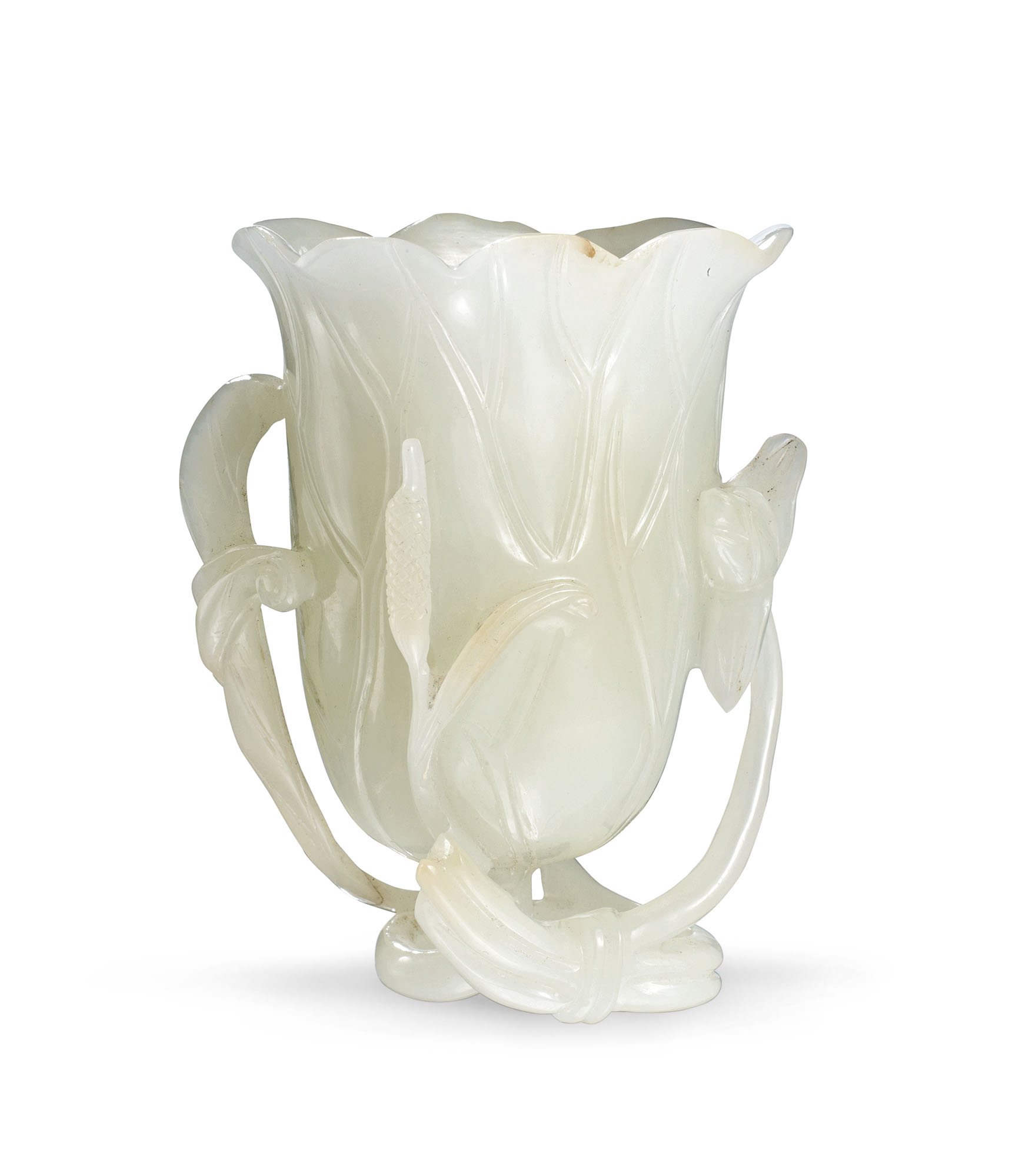 A SMALL WHITE JADE 'LOTUS' VASE, 18TH19TH CENTURY Christie’s