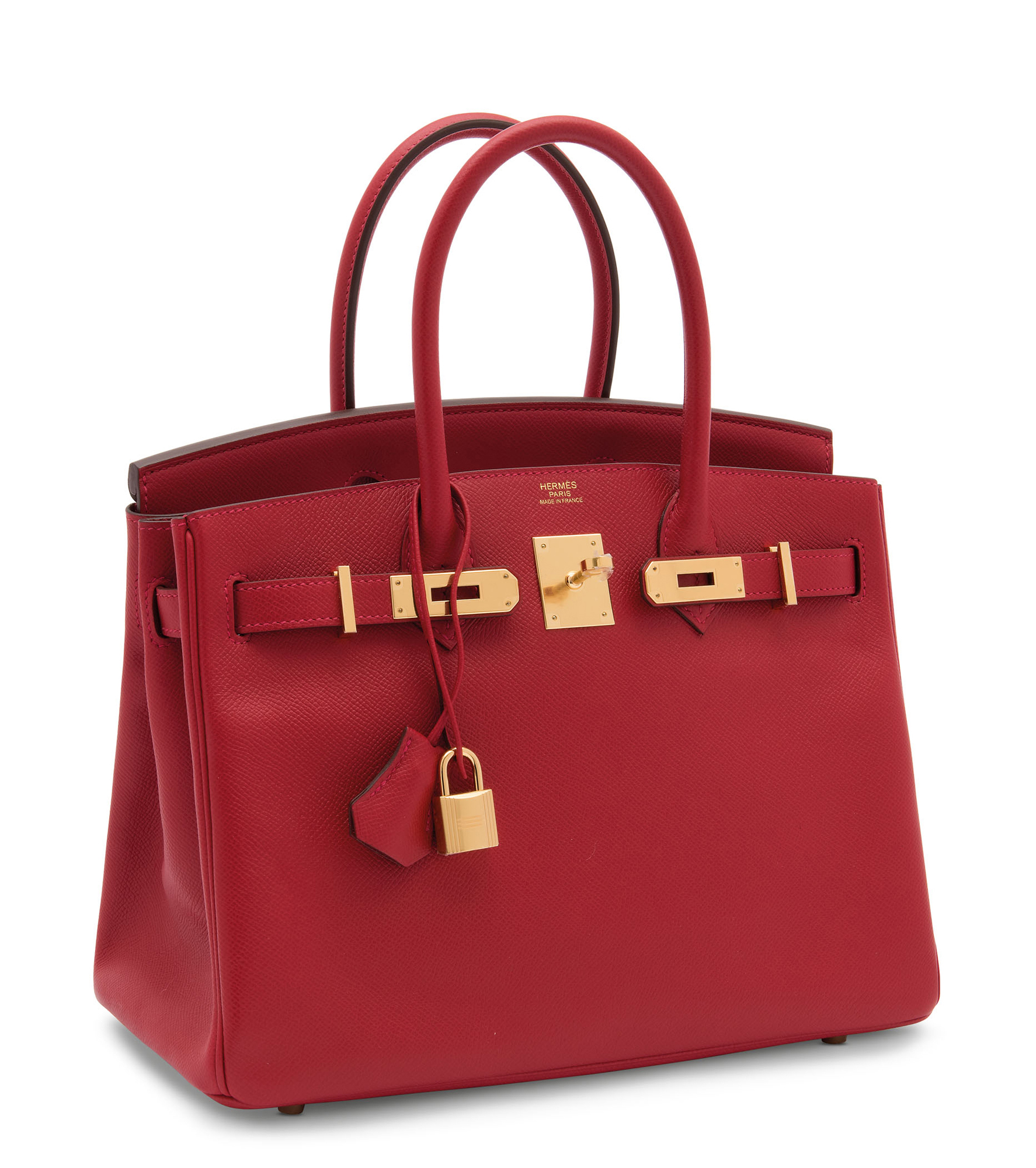 A ROUGE CASAQUE EPSOM LEATHER BIRKIN 30 WITH GOLD HARDWARE