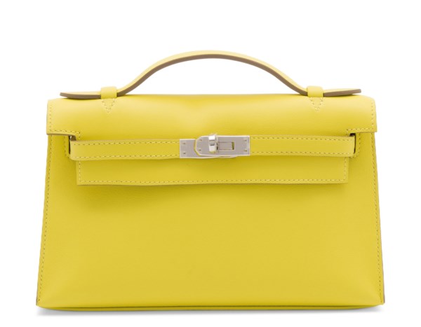 Hermes Yellow Swift Leather Palladium Hardware Pochette Kelly